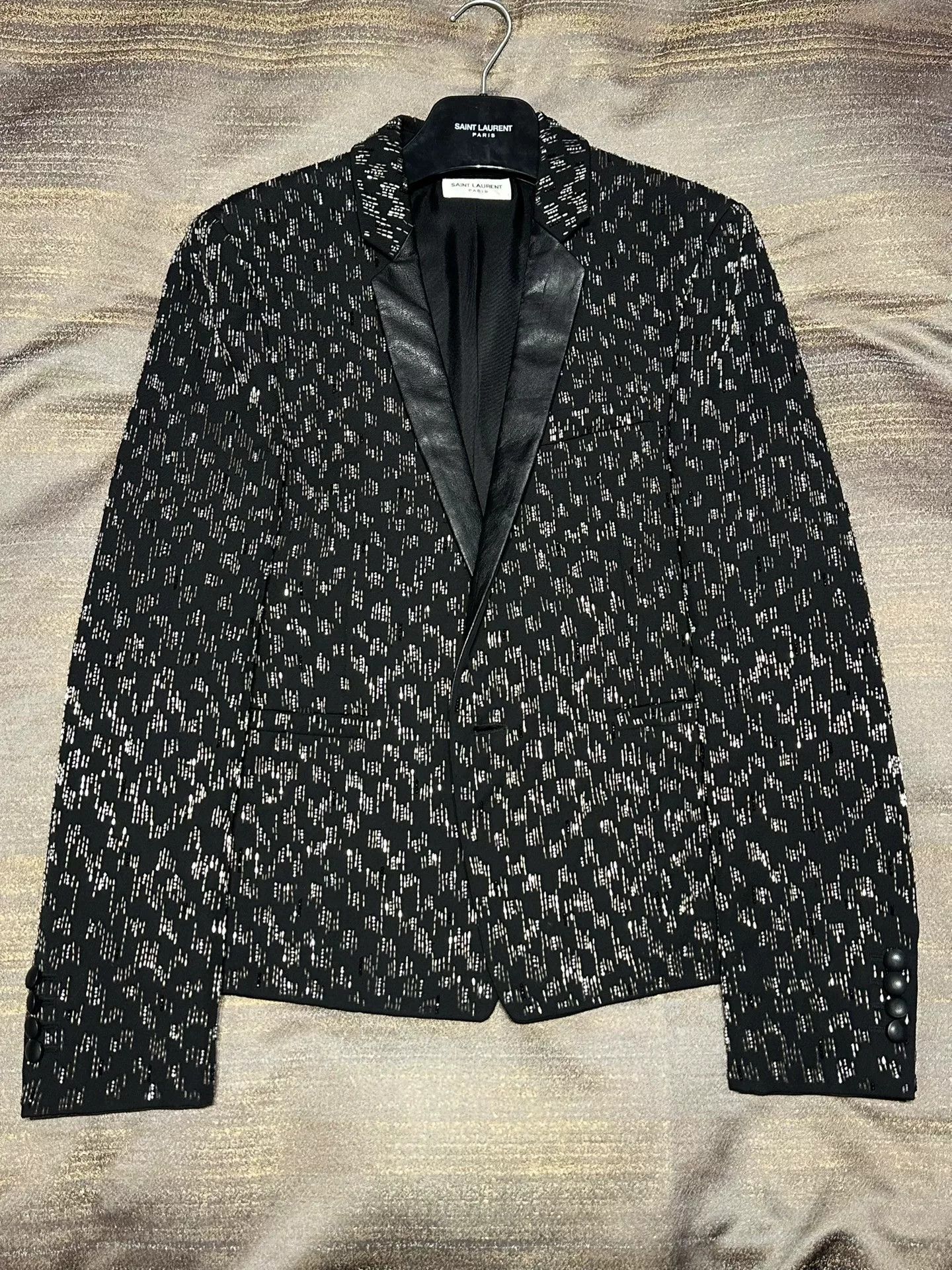 Saint Laurent Paris Saint Laurent Black Houndstooth Embroidered Jacket Size US M / EU 48-50 / 2 - 1 Thumbnail