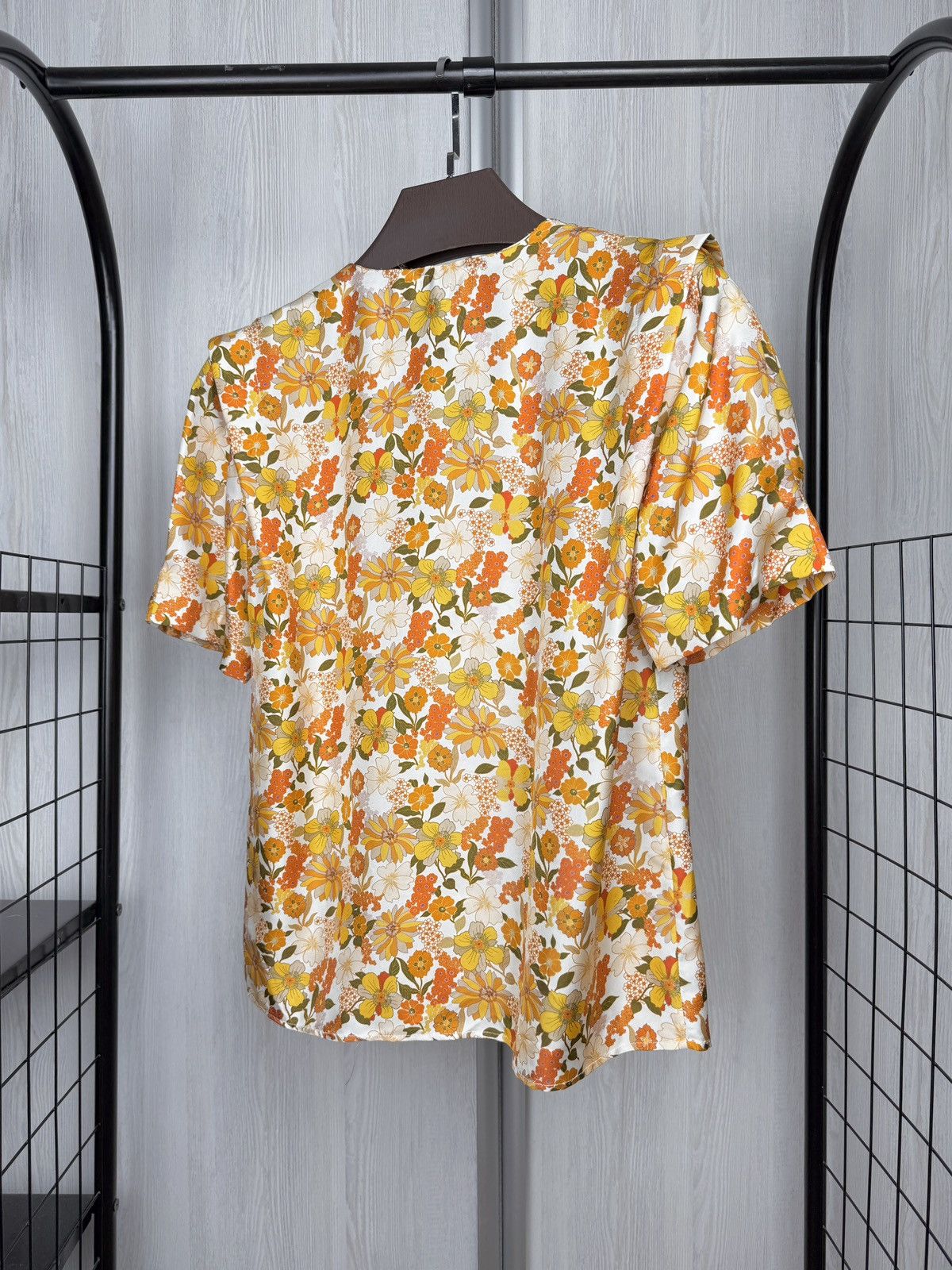 Sandro Sandro Paris Flower Floral Silk Blouse Ecru Size M / US 6-8 / IT 42-44 - 7 Thumbnail