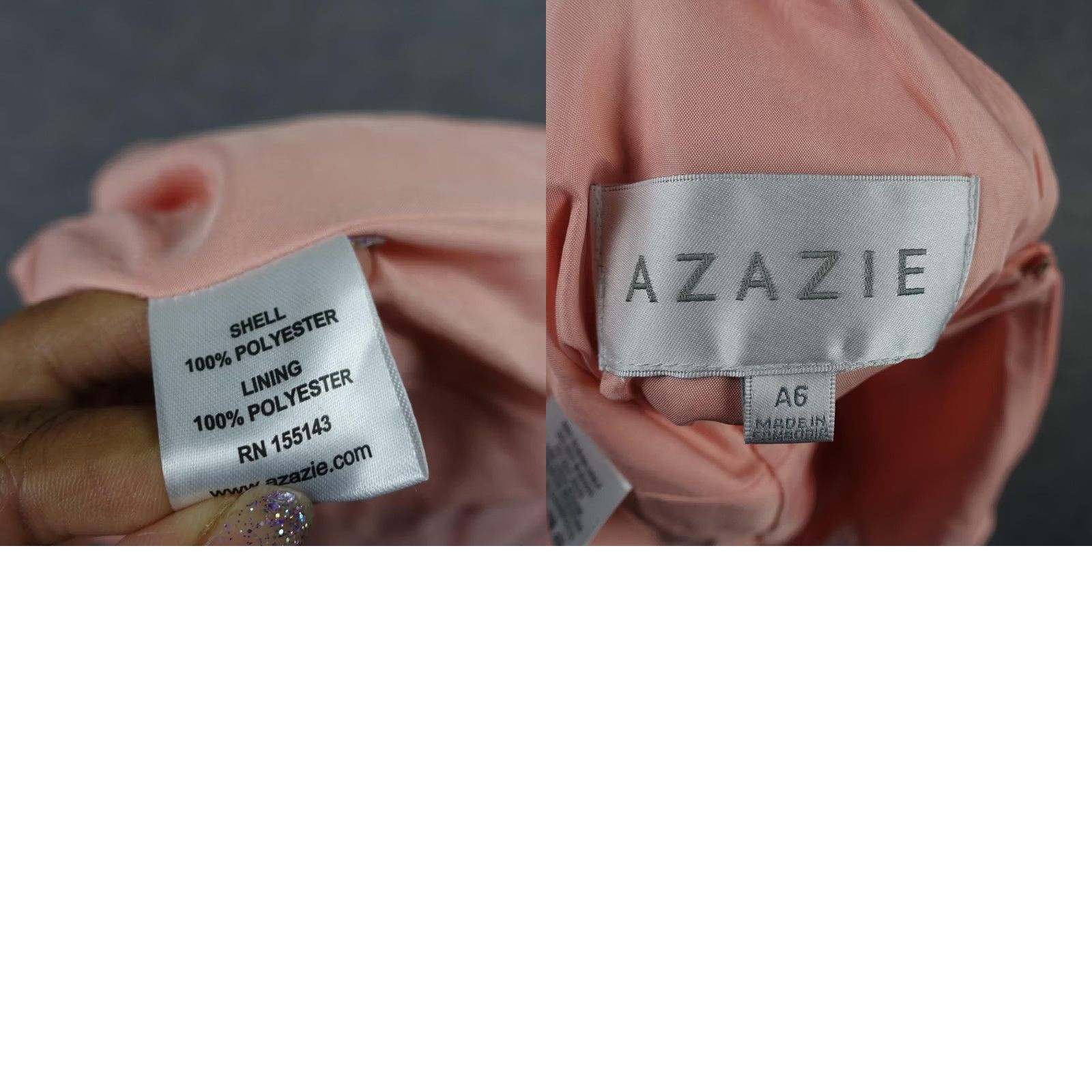 Vintage Azazie Dress Womens 6 Chiffon V-Neck A Line Knee Length Coral Pink Strap Sleeveless Zip Formal Wedding Party Couture Size M / US 6-8 / IT 42-44 - 10 Thumbnail