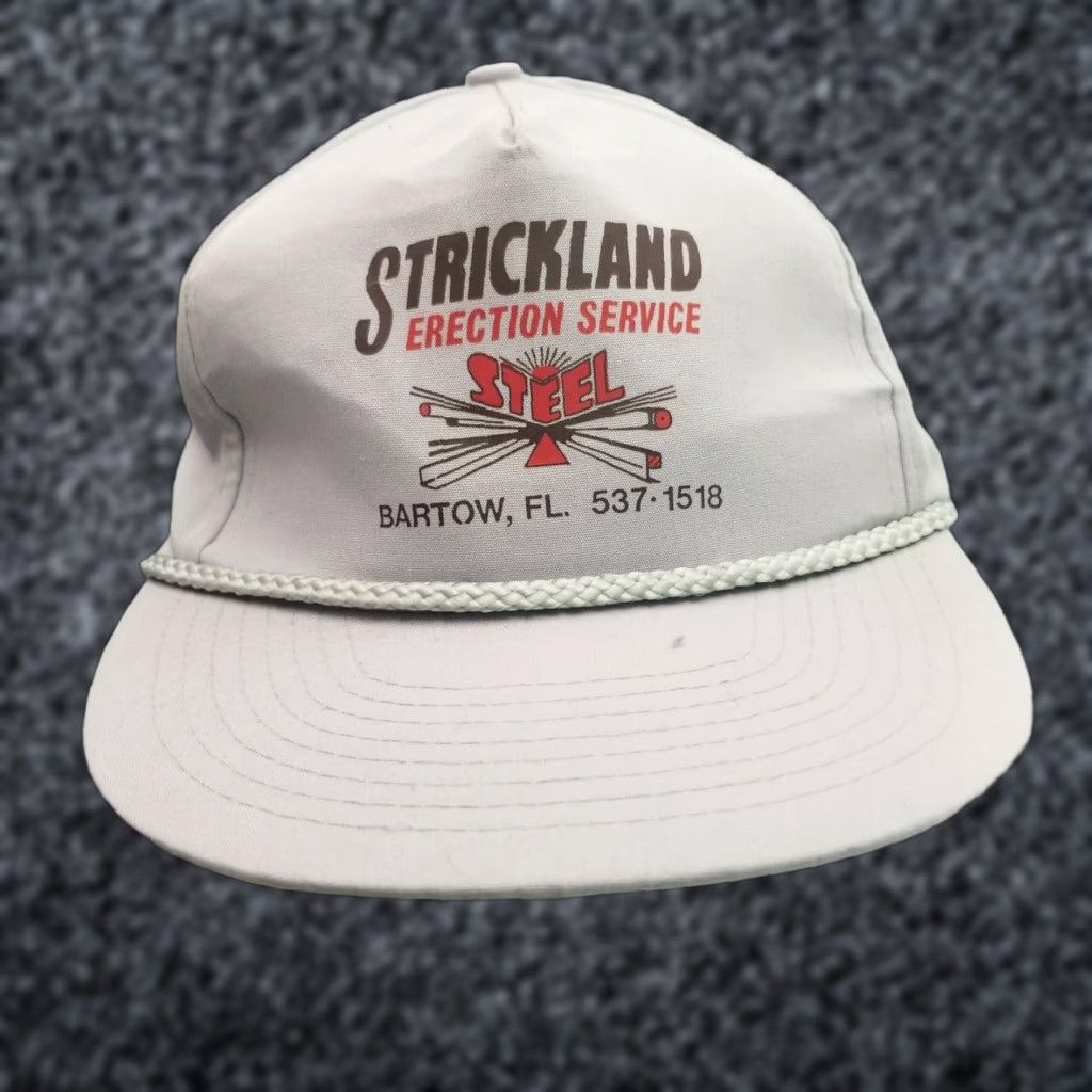 Vintage VINTAGE Strickland Steel Erection Service Company Hat Dad Cap Gray Adjustable Trucker Hat Mens FL Dad Cap Size ONE SIZE - 1 Thumbnail