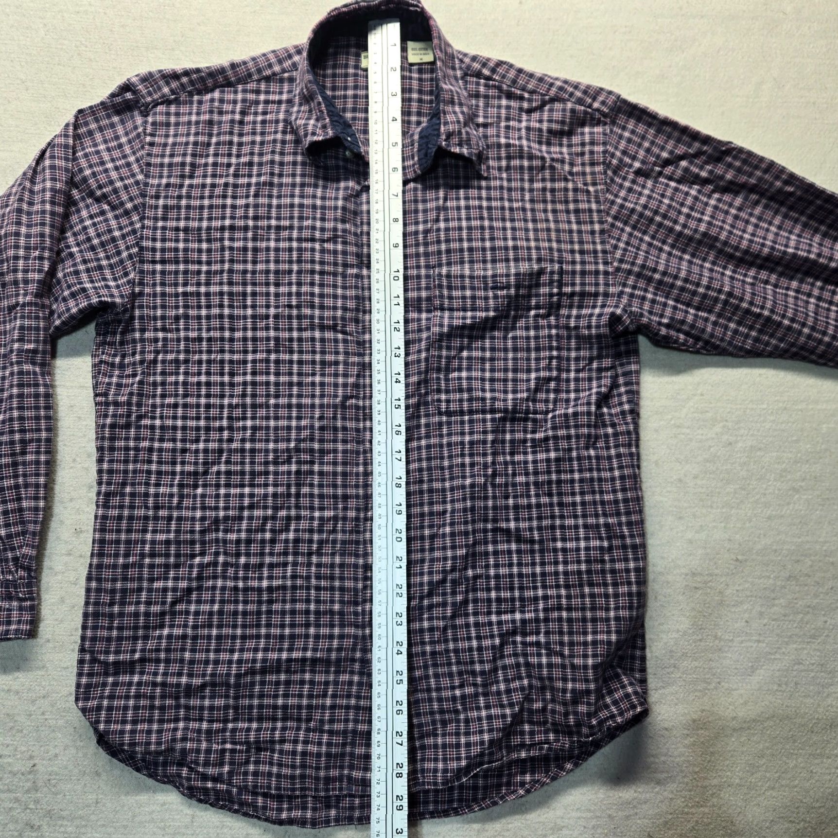 Bugle Boy Bugle Boy Dress Shirt Men Adult M Medium Blue Purple Checkered Regular Fit Shirt Size 40R - 6 Thumbnail