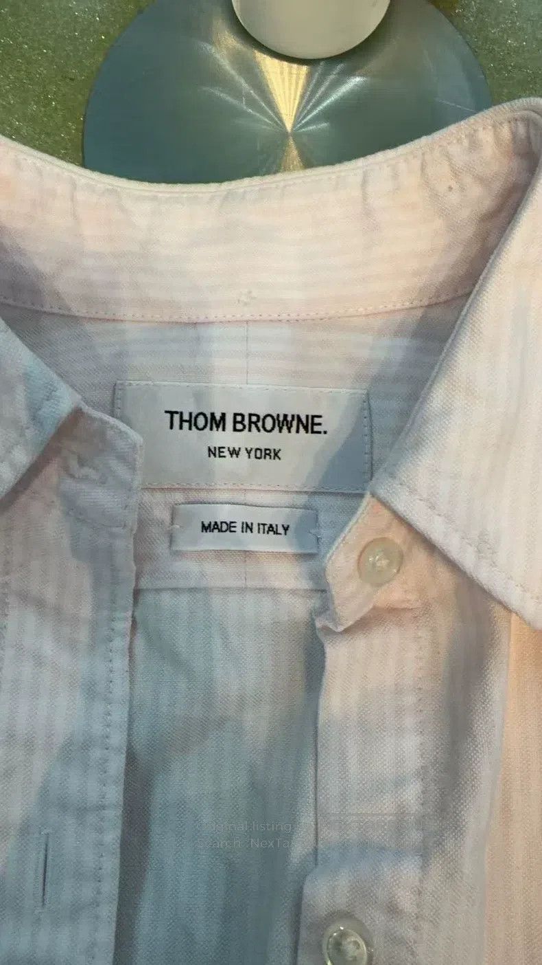Thom Browne Thom Browne Pink Striped Long-Sleeve Shirt with Cuff Tabs Size US XXS / EU 40 - 4 Thumbnail