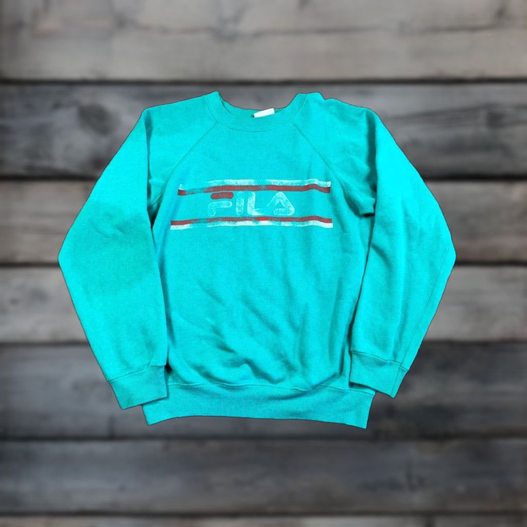 Hanes VINTAGE Hanes Sweatshirt 80s Distressed Graphic Print Crew Neck Long Sleeve Green Adults Medium USA Size US M / EU 48-50 / 2 - 1 Thumbnail
