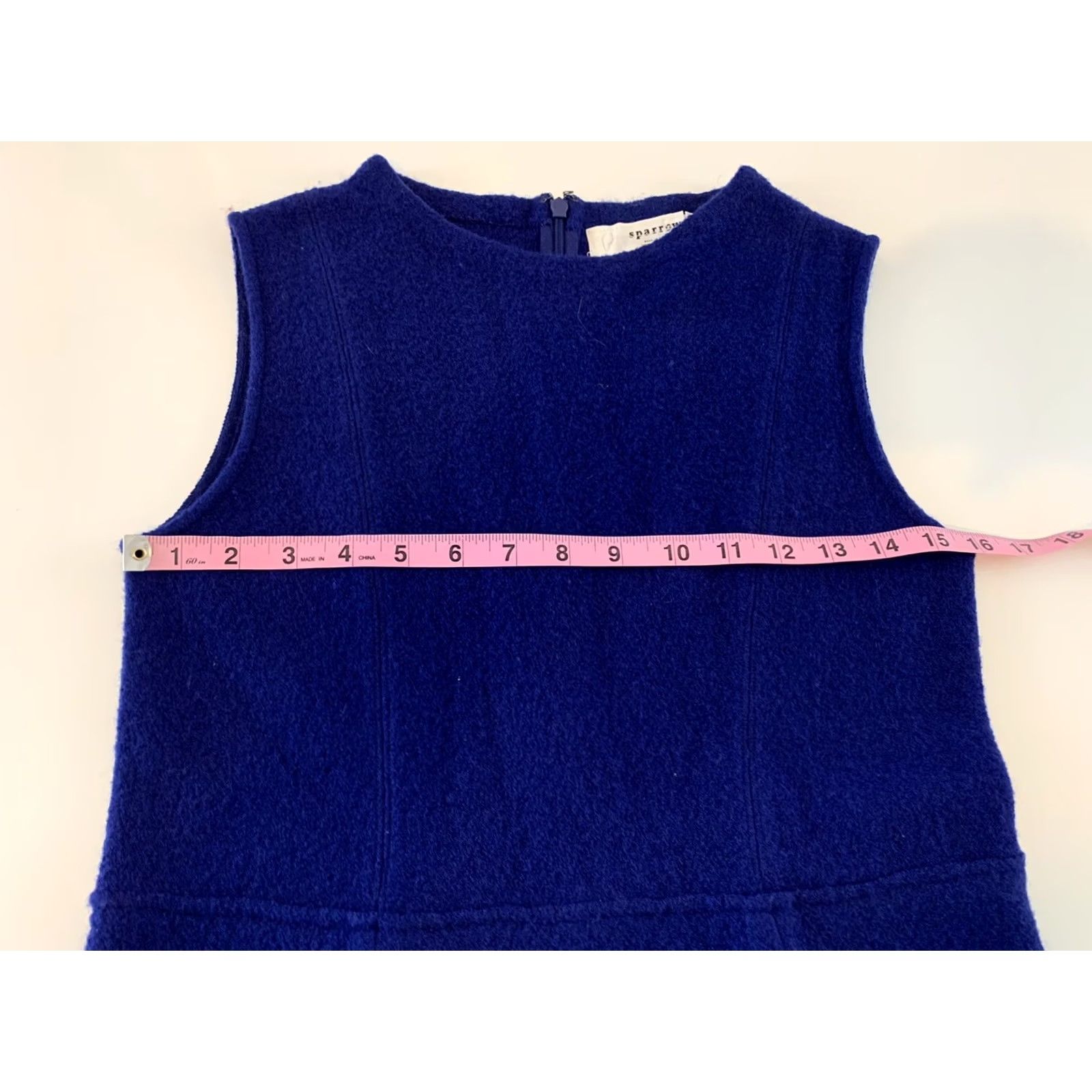 Anthropologie Sparrow Anthropologie Sleeveless Wool Dress Women's Small Blue Dress, Anthropologie, A-Line, Knee Length, Casual, Solid, Sleeveless, Blue, 90s Size S / US 4 / IT 40 - 3 Thumbnail