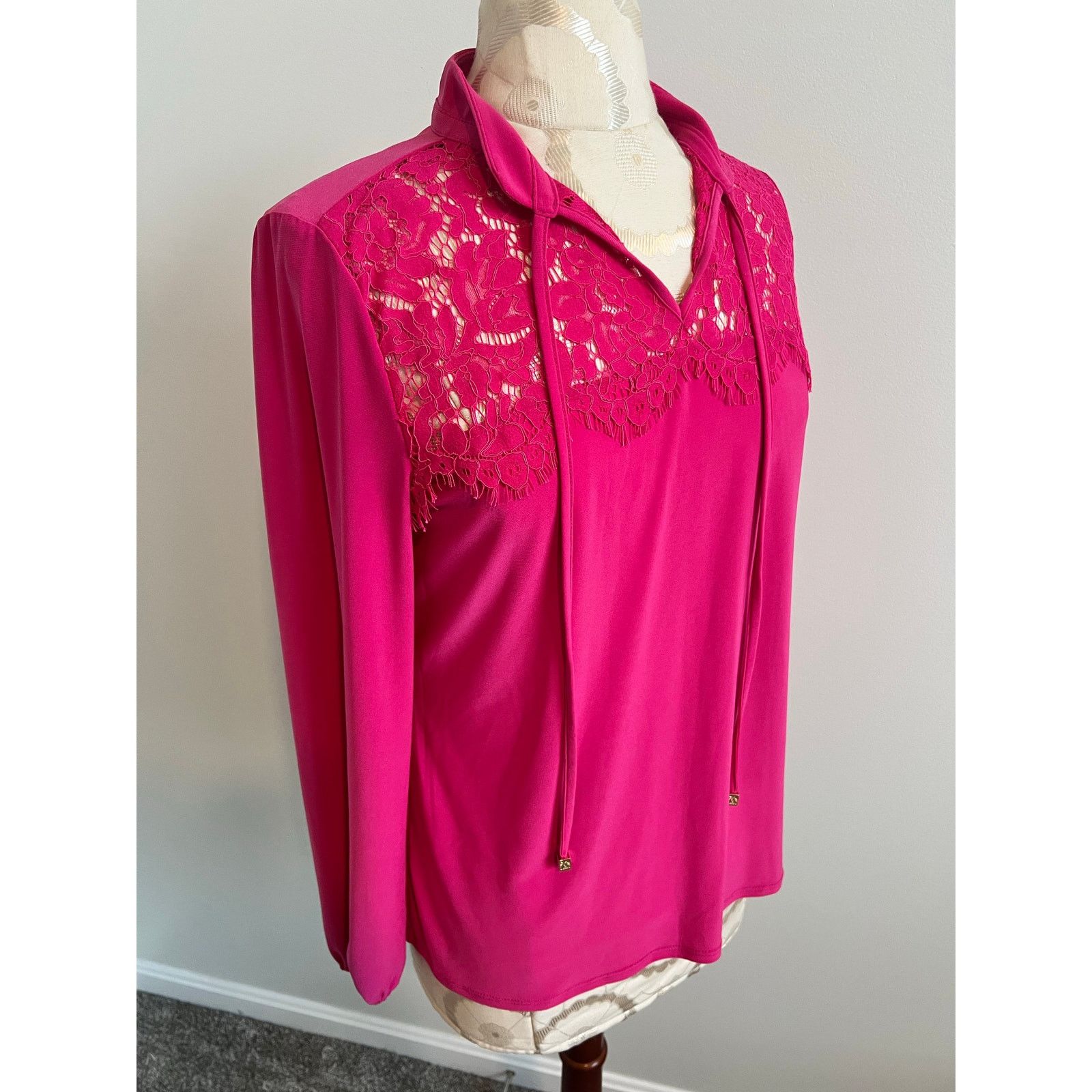 Anne Klein Anne Klein Vibrant Long Sleeve Blouse Lace Details Small Size S / US 4 / IT 40 - 9 Thumbnail