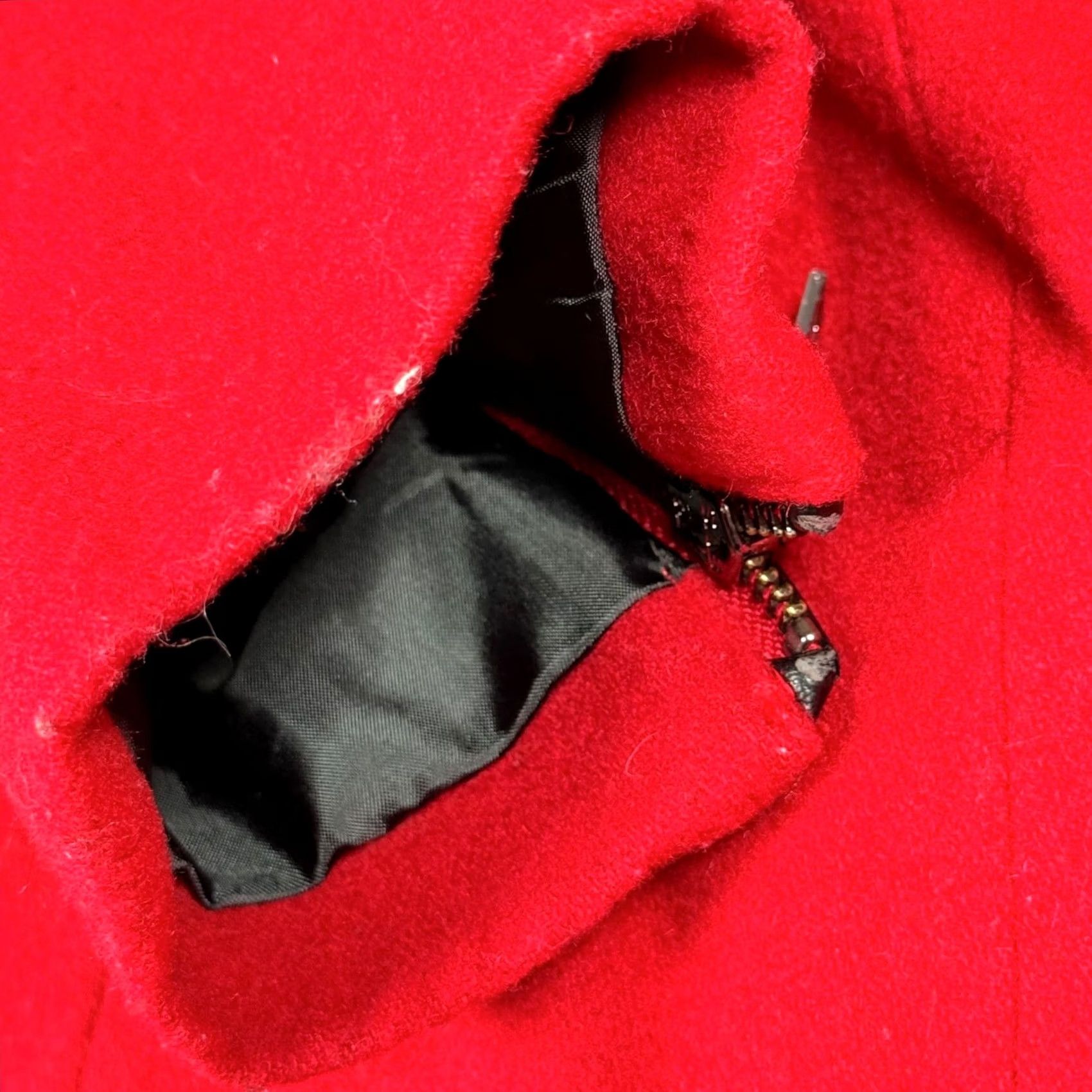Vintage Black Rivet Pea Coat Jacket Women Wool Red Short Coat S Zip Pockets Lined City Chic Casual Size S / US 4 / IT 40 - 7 Thumbnail