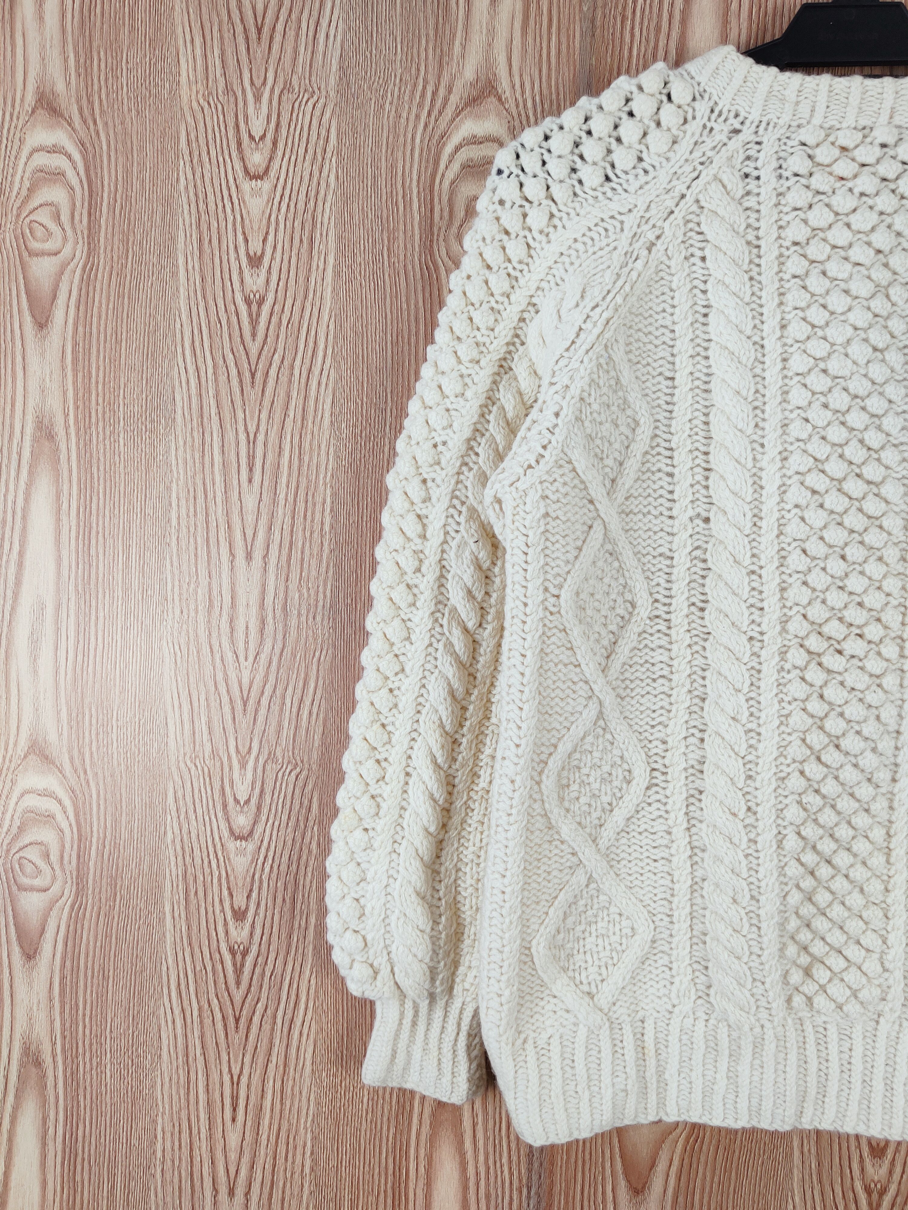 Japanese Brand Long Dick Cream cable Knitwear Sweatshirts #W426 Size S / US 4 / IT 40 - 8 Thumbnail