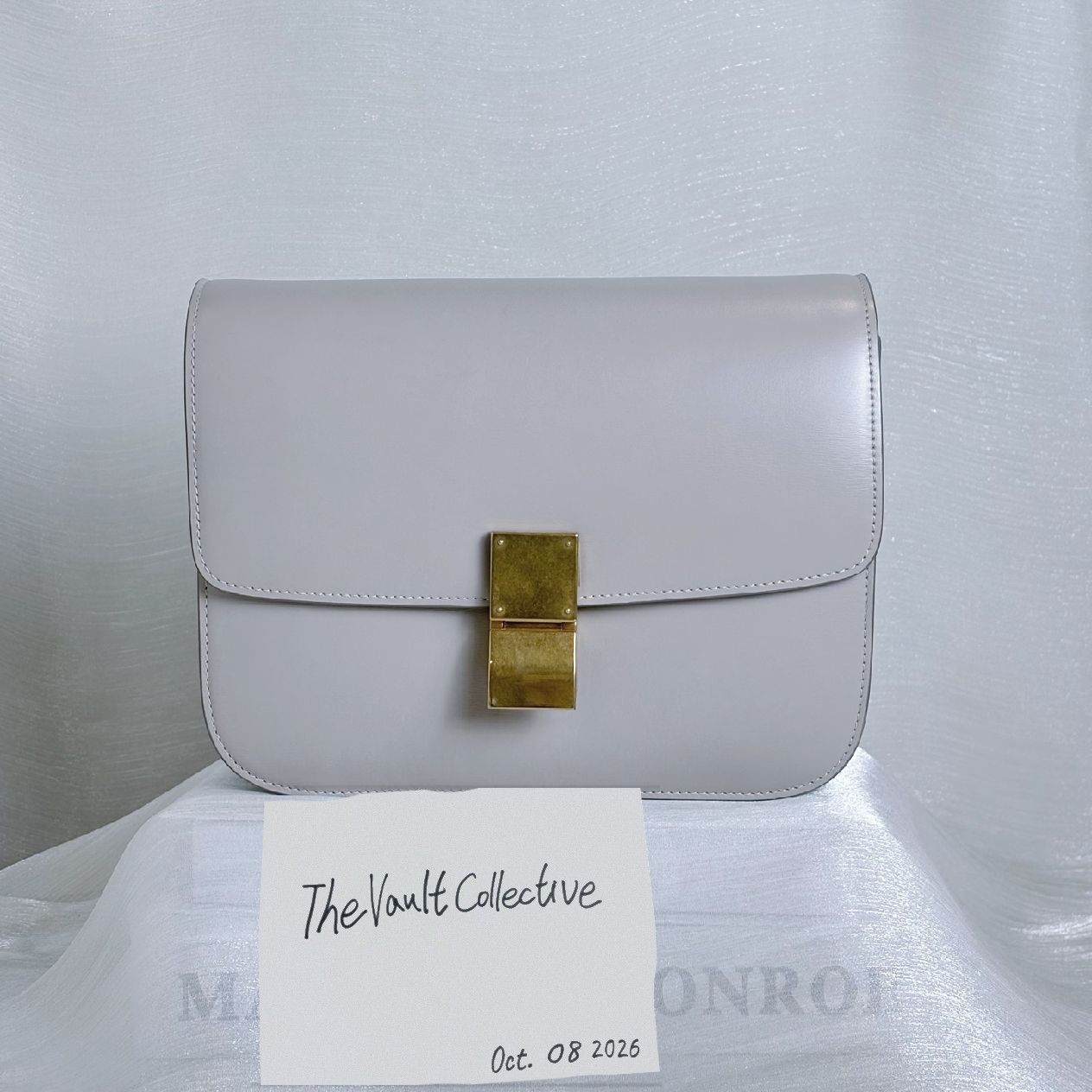 Celine CELINE CLASSIC BOX Medium grey cowhide leather tofu bag crossbody bag gold hardw Size ONE SIZE - 1 Thumbnail