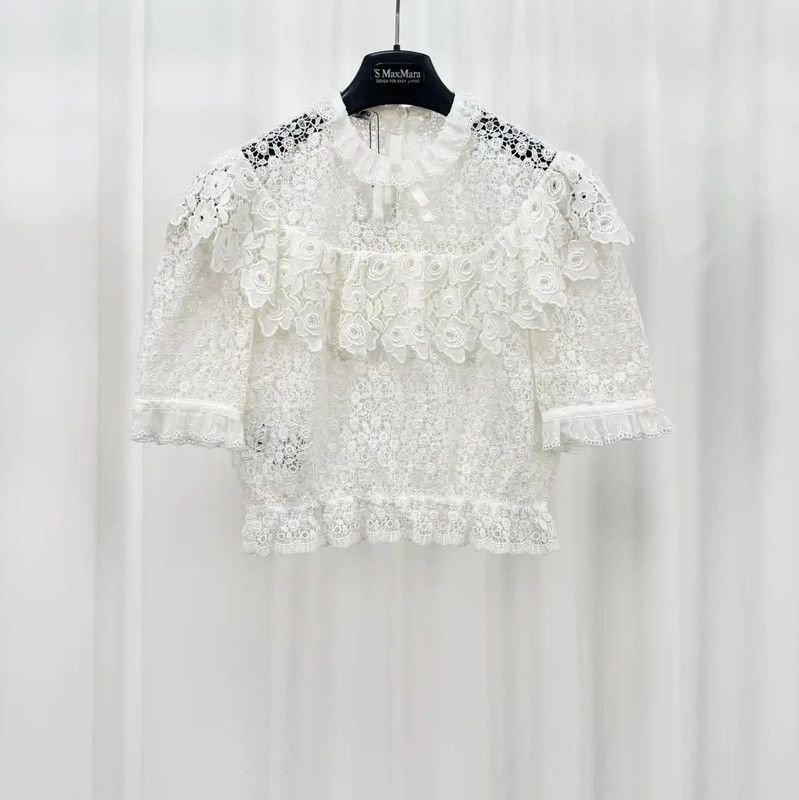 Miu Miu Miu Miu Summer White Silk Blend Short Sleeve T-Shirt 0089 Size S / US 4 / IT 40 - 1 Thumbnail