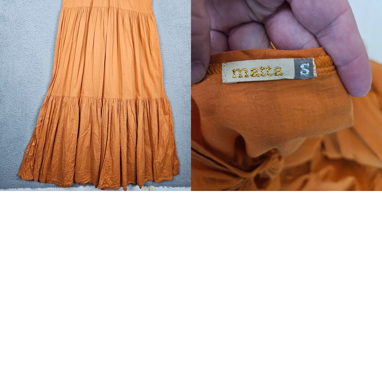 Vintage Matta Women's V-Neck Maxi Sleeveless Circe Dress S Orange Solid Dress Maxi Women's S Orange Circe 90s? Size S / US 4 / IT 40 - 9 Thumbnail