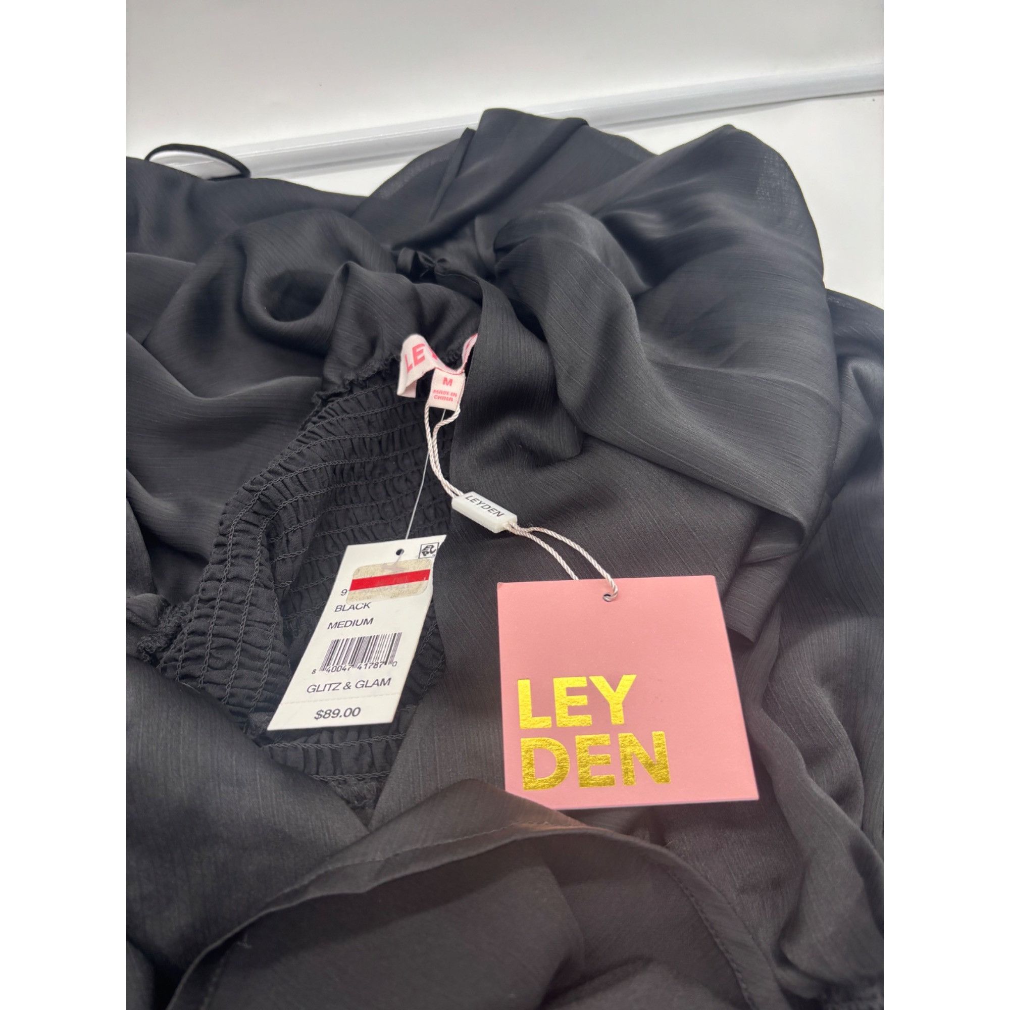 Other LEYDEN Womens Black SatinSmocked Cowl-Back Dress, Black, M Size M / US 6-8 / IT 42-44 - 8 Thumbnail