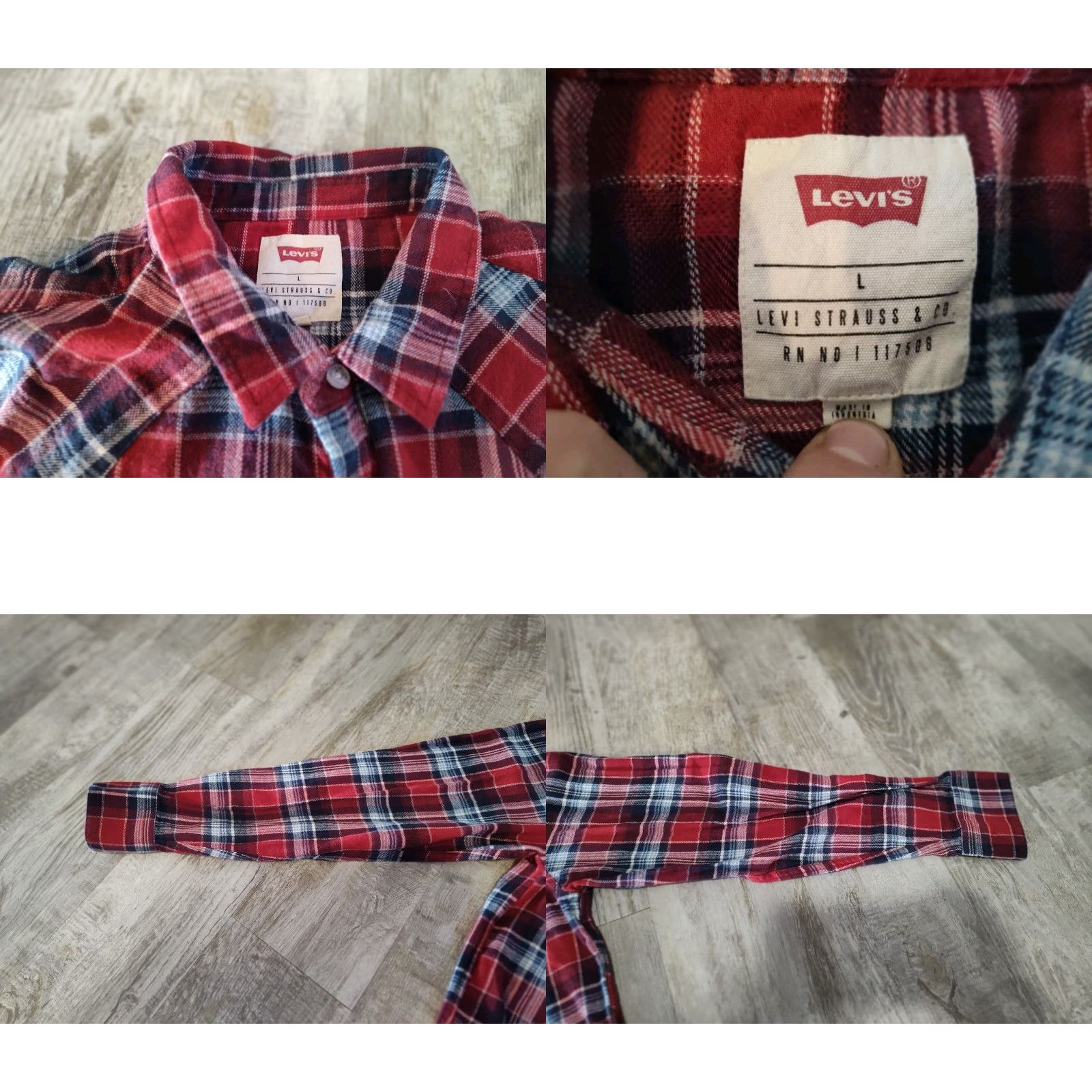 Levi's VINTAGE Levi's Women's Red Plaid Flannel Long Sleeve Snap Button-Up Shirt L Classic Western Size L / US 10 / IT 46 - 8 Thumbnail