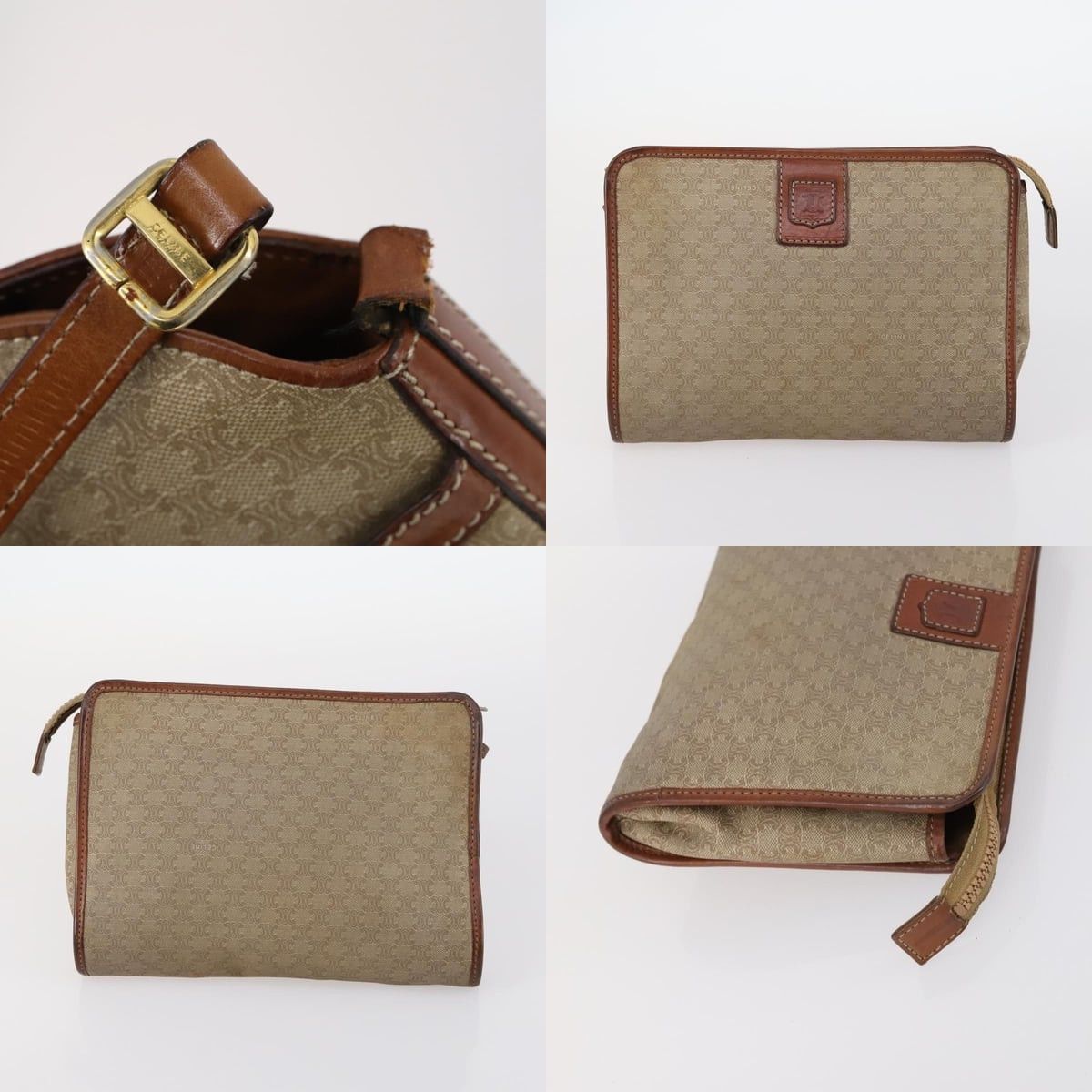 Celine CELINE Macadam Canvas Shoulder Bag Pvc Beige Gold Size ONE SIZE - 10 Thumbnail