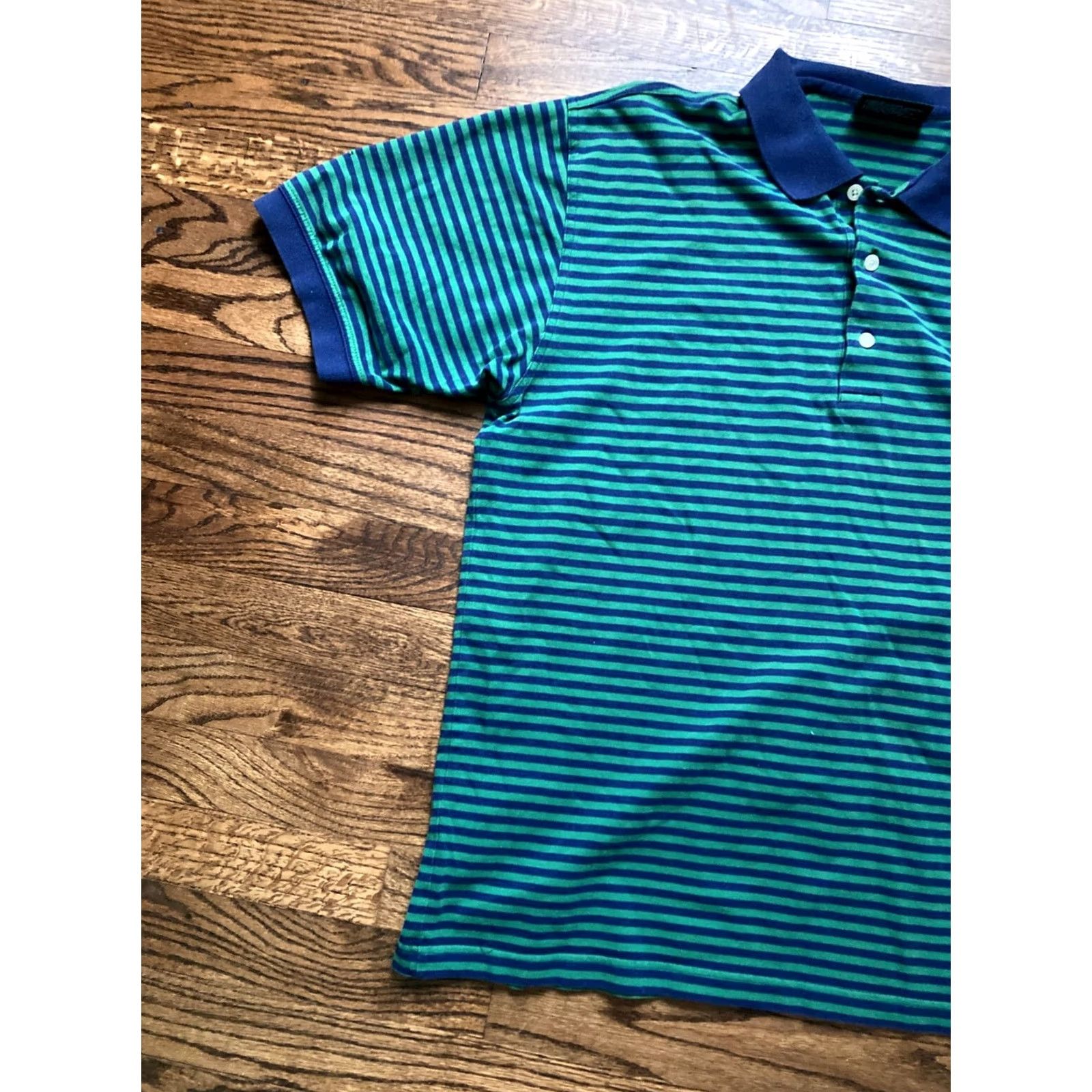 Vintage Masters Collection Polo Shirt Mens L Green Striped Golf Polo Shirt, Short Sleeve, Collared, 100% Cotton, Regular Fit, Masters Collection, Size L Size US L / EU 52-54 / 3 - 2 Thumbnail