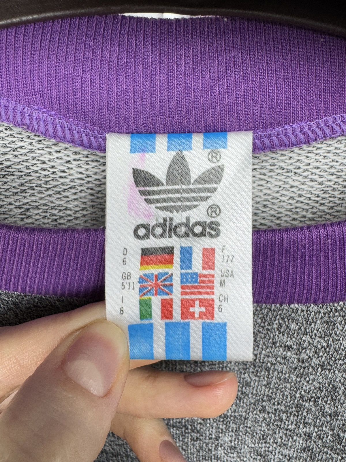 Adidas Adidas Vintage 90s Big Logo grey purple sweatshirt jumper Size US M / EU 48-50 / 2 - 8 Thumbnail