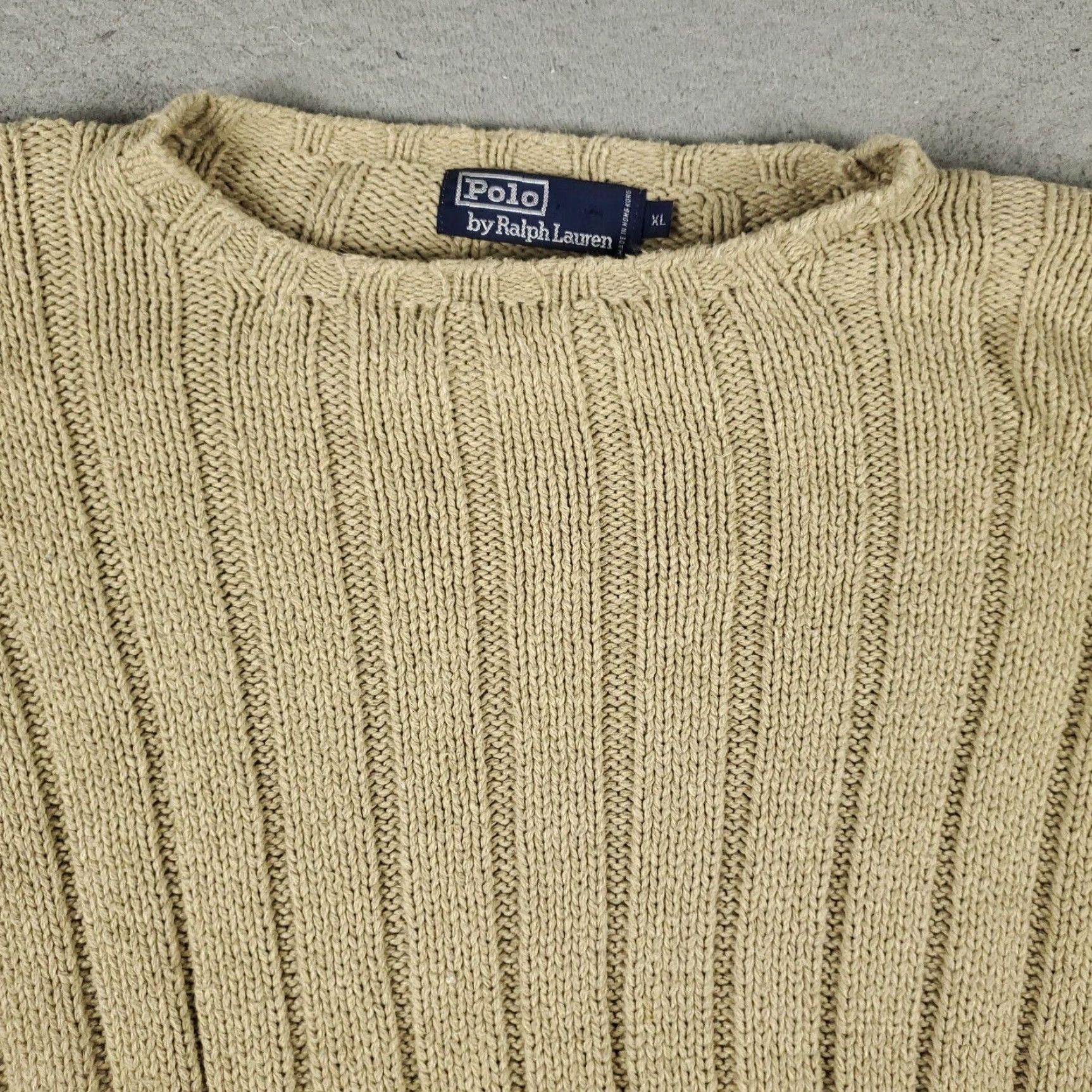 Ralph Lauren VINTAGE Ralph Lauren Sweater Womens XL Beige Knit Pullover Long Sleeve Crew Neck Classic Sports Size XL / US 12-14 / IT 48-50 - 2 Thumbnail