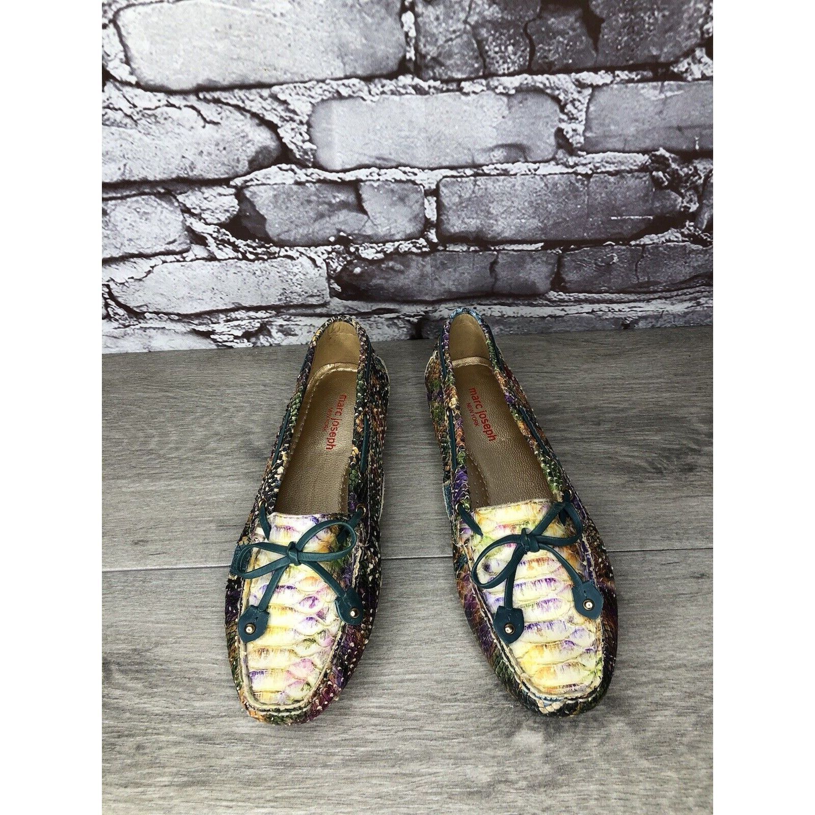 Joseph Marc Joseph New York Cypress Hill Yellow Snakeskin Moc Shoes Size US 6 / IT 36 - 2 Thumbnail