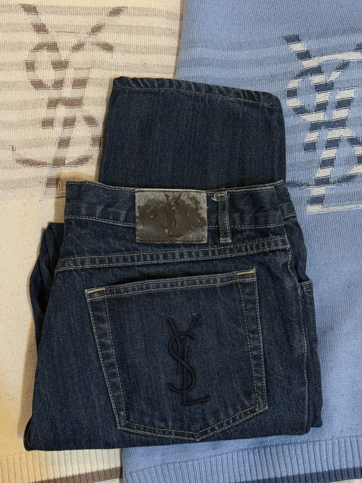 Yves Saint Laurent 34x30 YSL Jeans Denim Pants Indigo Selvedge Vintage Yves Size US 34 / EU 50 - 1 Thumbnail