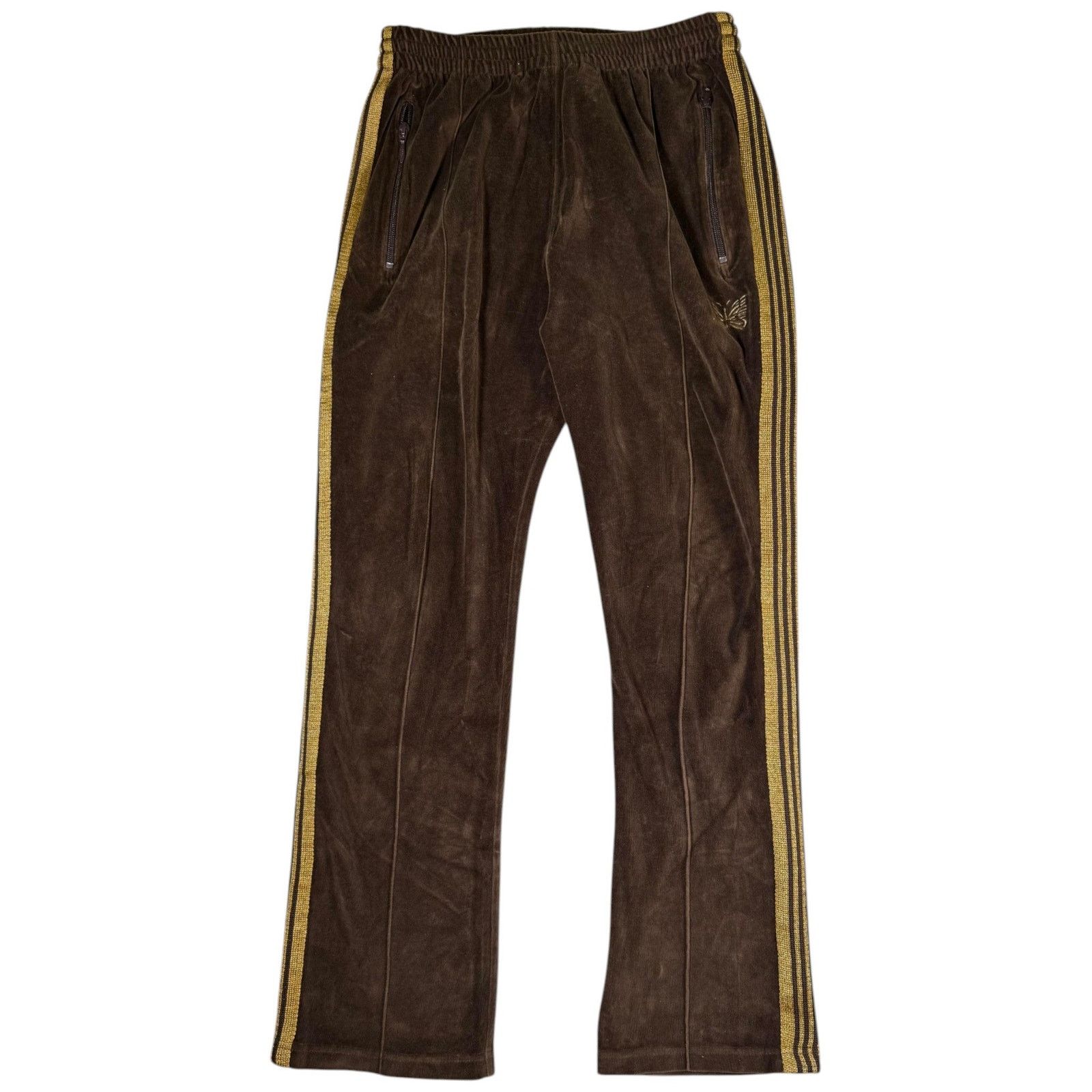 Needles Needles Velour Brown & Gold Track Pants Size US 30 / EU 46 - 1 Thumbnail