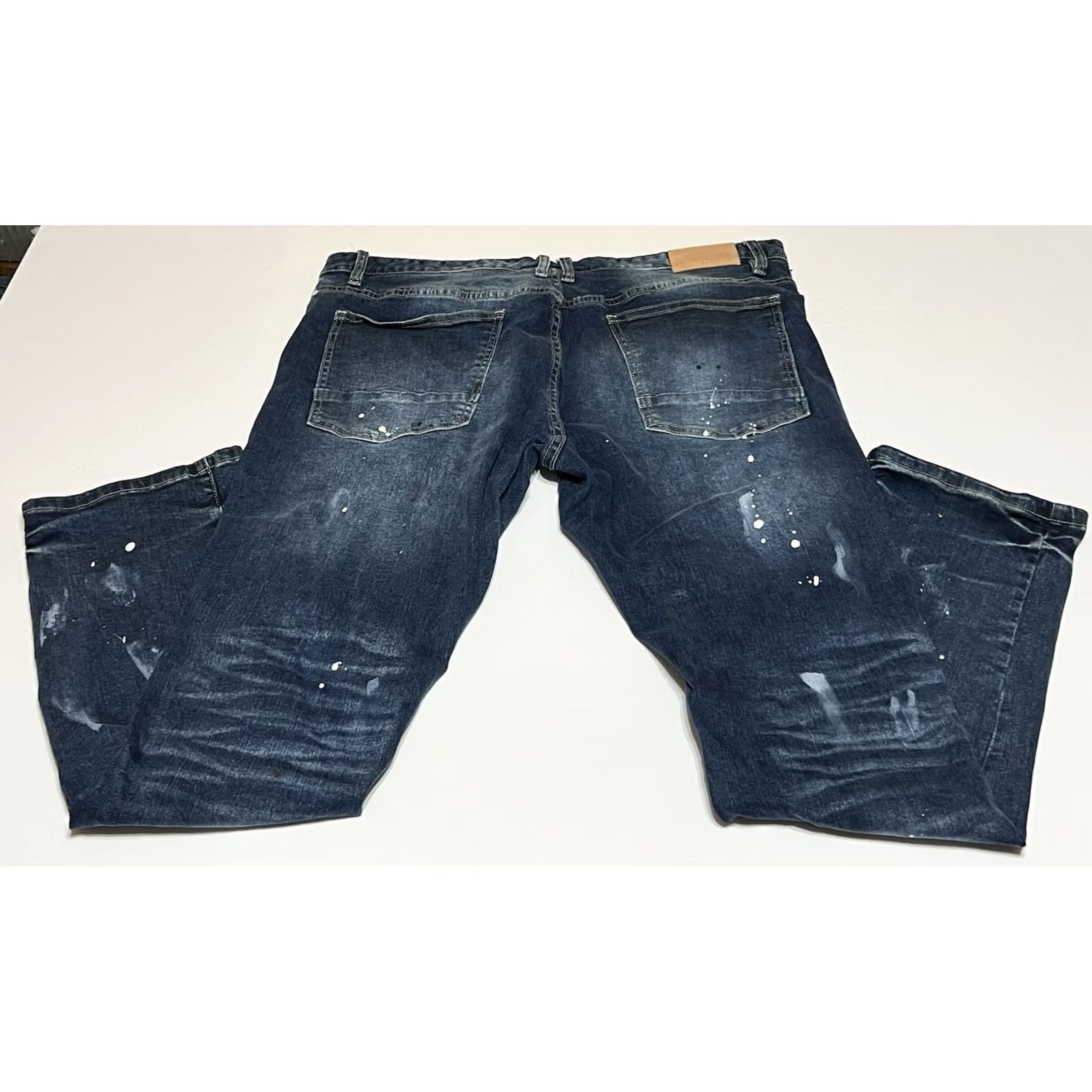 Denime Smoke Rise Jeans Mens Size 42x32 Blue Distressed Denim Motorcycle Straight 5-Pocket Zipper Closure Size US 42 / EU 58 - 2 Thumbnail