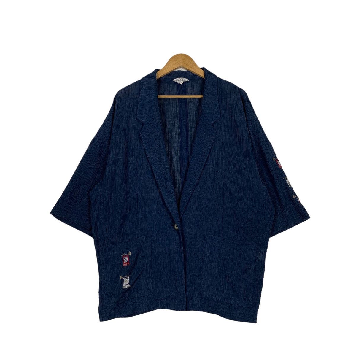 Japanese Brand SONIA GILLES Pleated Single Button Jacket #1094-C50 Size XL / US 12-14 / IT 48-50 - 1 Thumbnail