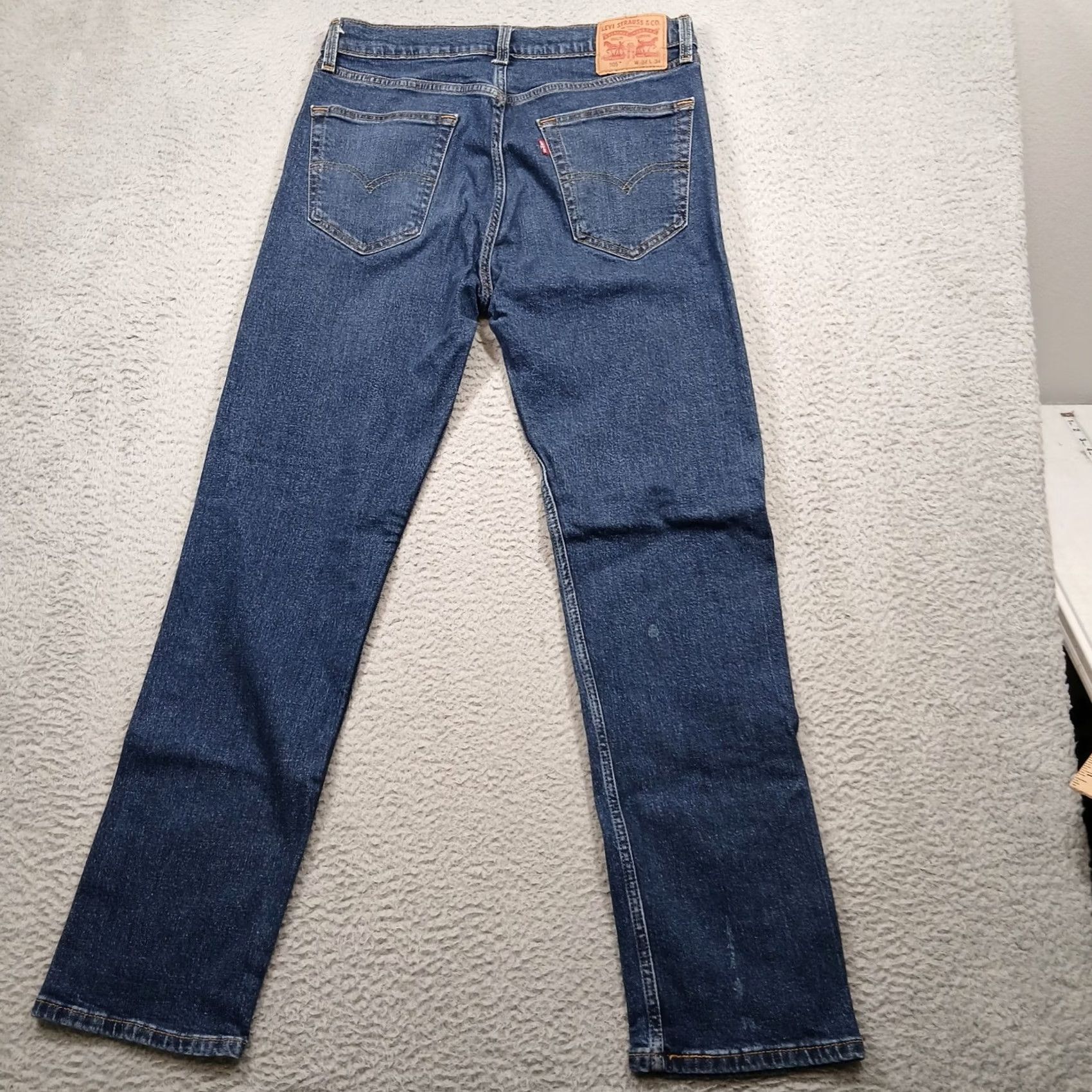 Levi's Levi's 505 Regular Fit Straight Leg Jeans Men 34x34 Blue Denim Classic Mid Dark Wash Logo Pockets Zip Button 34in Waist 34in Inseam Vintage No Mens Size US 34 / EU 50 - 3 Thumbnail