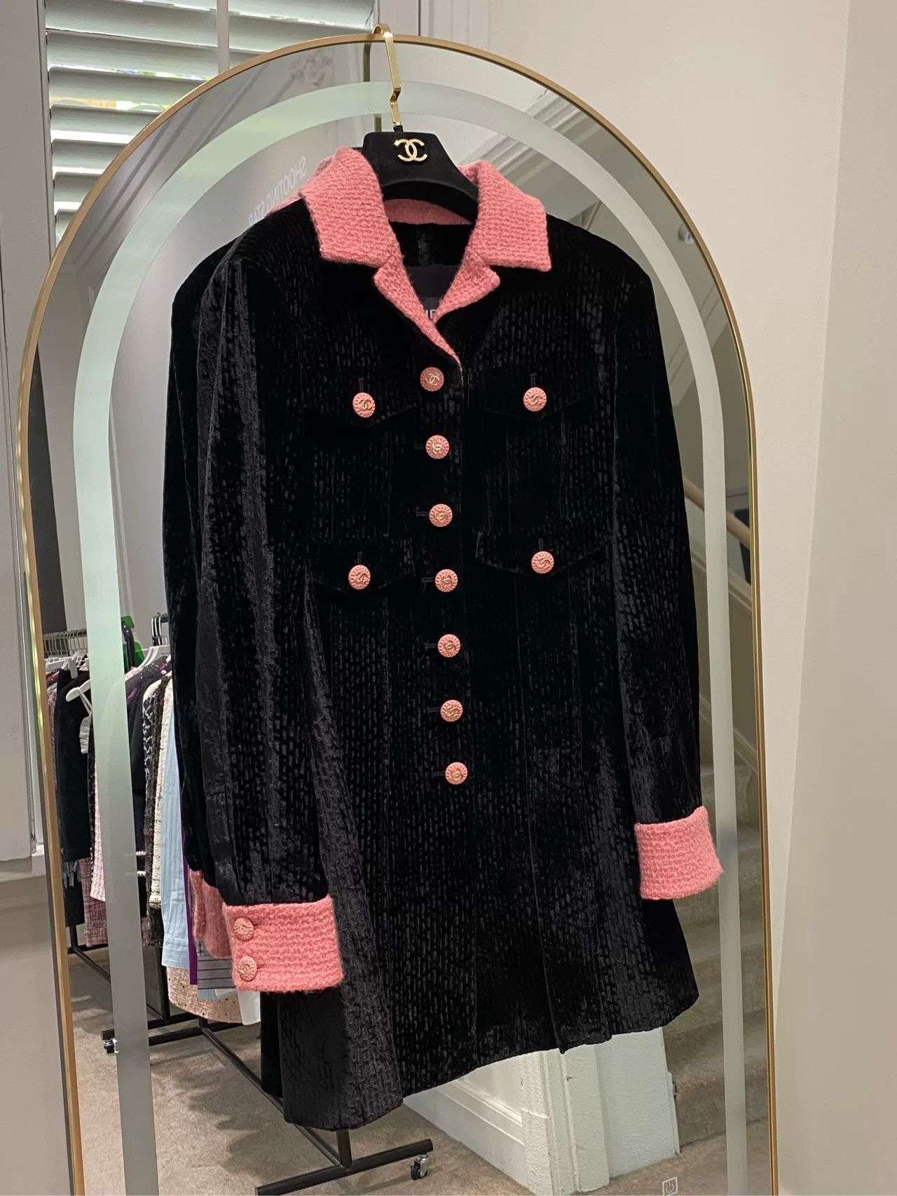 Chanel Chanel 2022 Black Velvet Long Coat Size US M / EU 48-50 / 2 - 1 Thumbnail