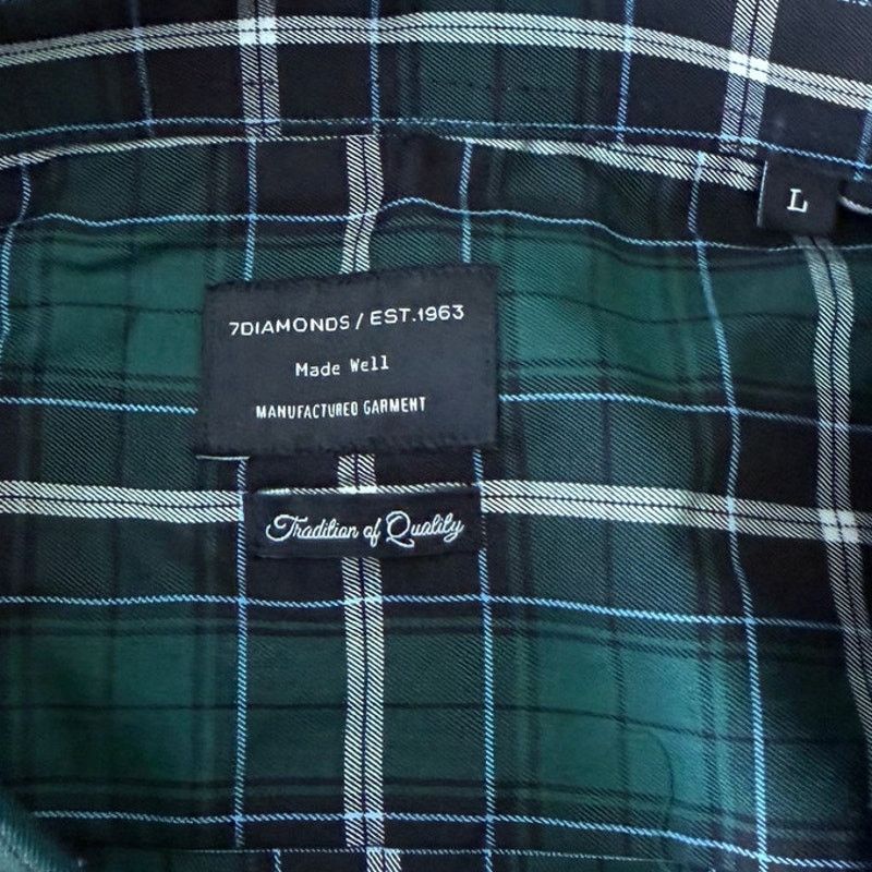 7Diamonds NWT 7 Diamonds Green Plaid Striped Cotton Button Down Shirt Size US L / EU 52-54 / 3 - 6 Thumbnail