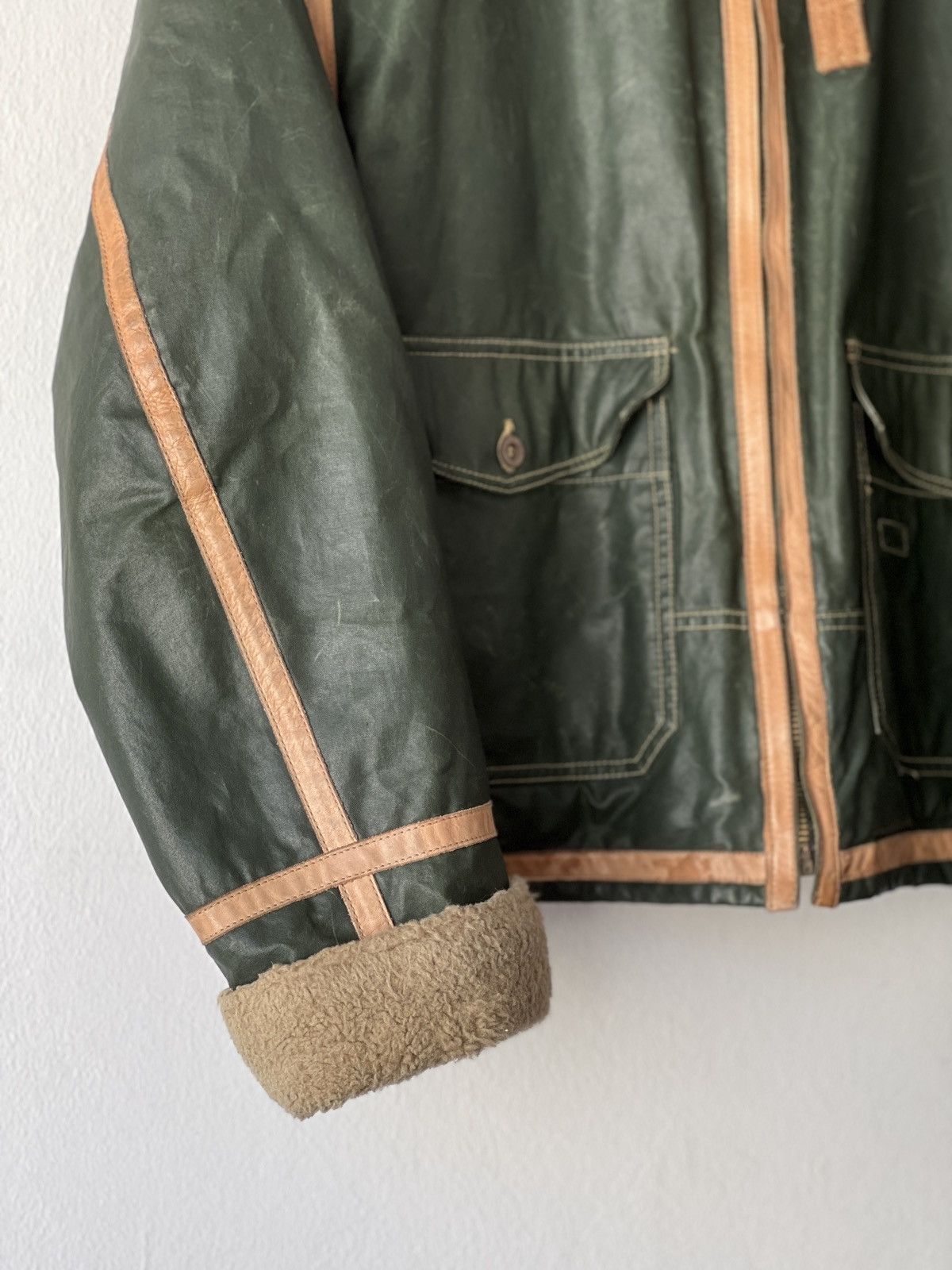 Diesel × Vintage Rare Diesel DMB 1955 Vintage Waxed Cotton & Shearling Jacket Size US L / EU 52-54 / 3 - 4 Thumbnail
