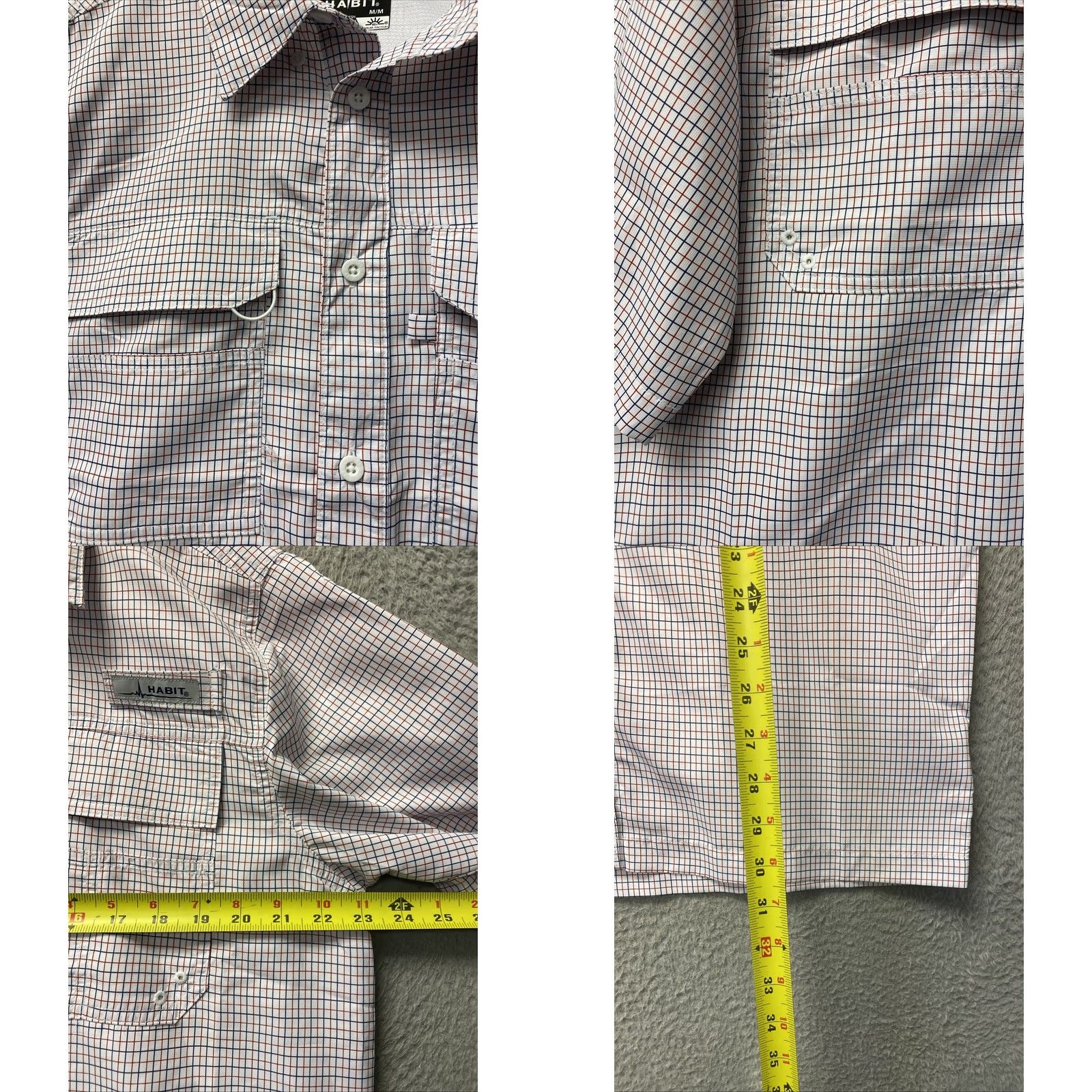 Habitat Habit Shirt Mens M Red Blue Plaid Short Sleeve Button-Up Outdoor Camping UV Breathable Pockets Summer Size US M / EU 48-50 / 2 - 8 Thumbnail