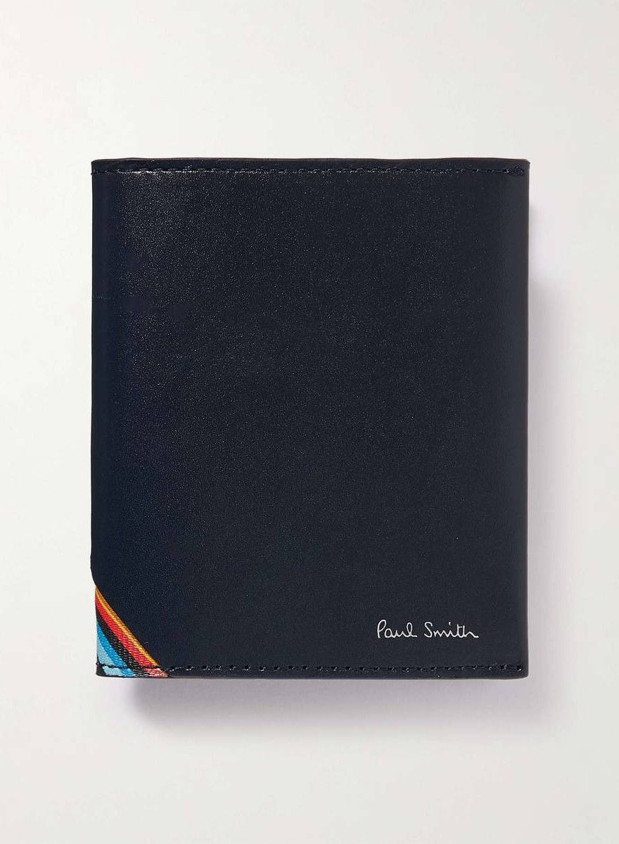Paul Smith PAUL SMITH navy blue compact leather bifold wallet w stripe Size ONE SIZE - 2 Thumbnail
