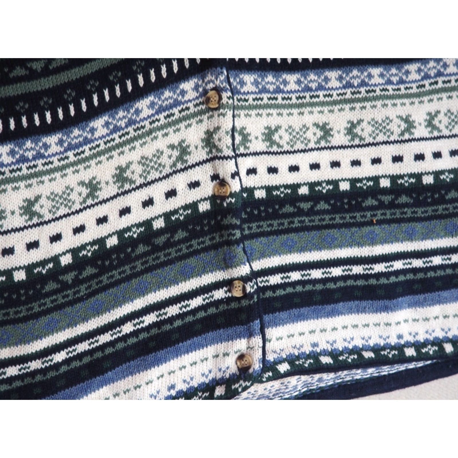 Vintage VINTAGE Erika II 90s Ramie Cotton Striped Lodge Green Ivory Button Vest 2XL Size XXL / US 16-18 / IT 52-54 - 3 Thumbnail