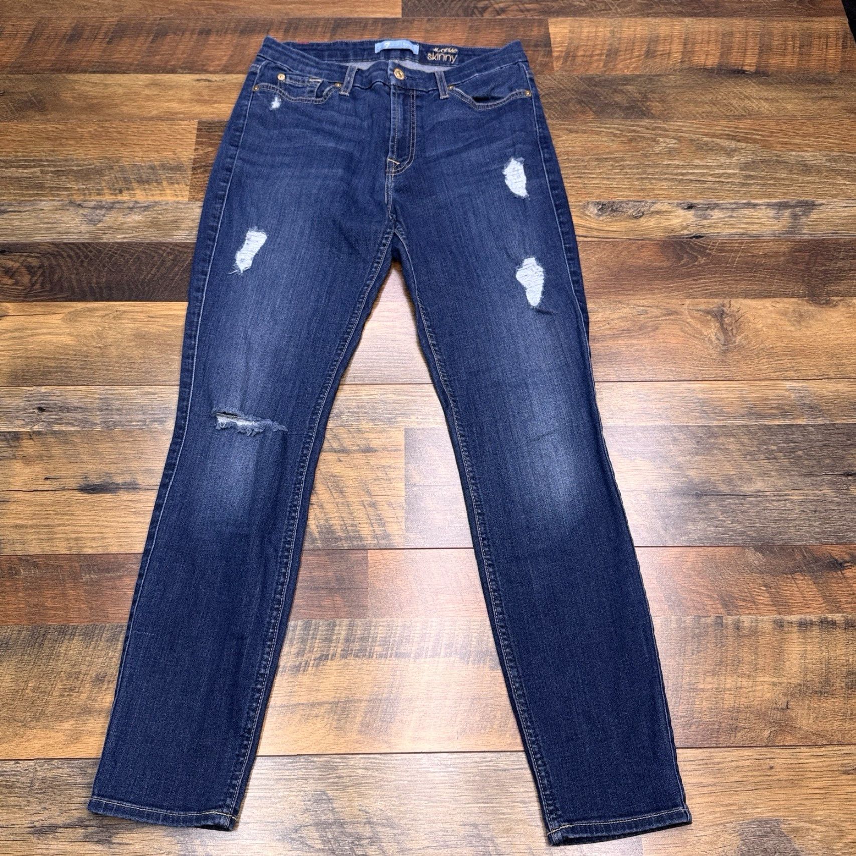 7 For All Mankind 7 For All Mankind Bair Ankle Jeans Womens 29 Slim Mid Rise Denim Blue Stretch Pocket 5-Pocket Brand Logo USA Mens? Wait. End. Size 29" - 2 Thumbnail