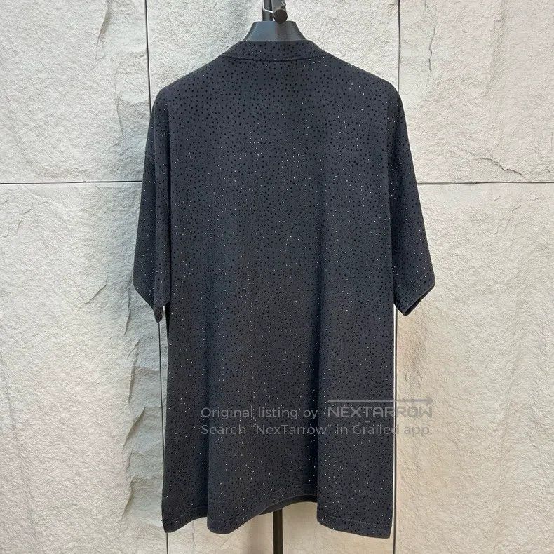 Balenciaga Balenciaga Black Short Sleeve with Diamond Sparkle Print Size US XL / EU 56 / 4 - 2 Thumbnail