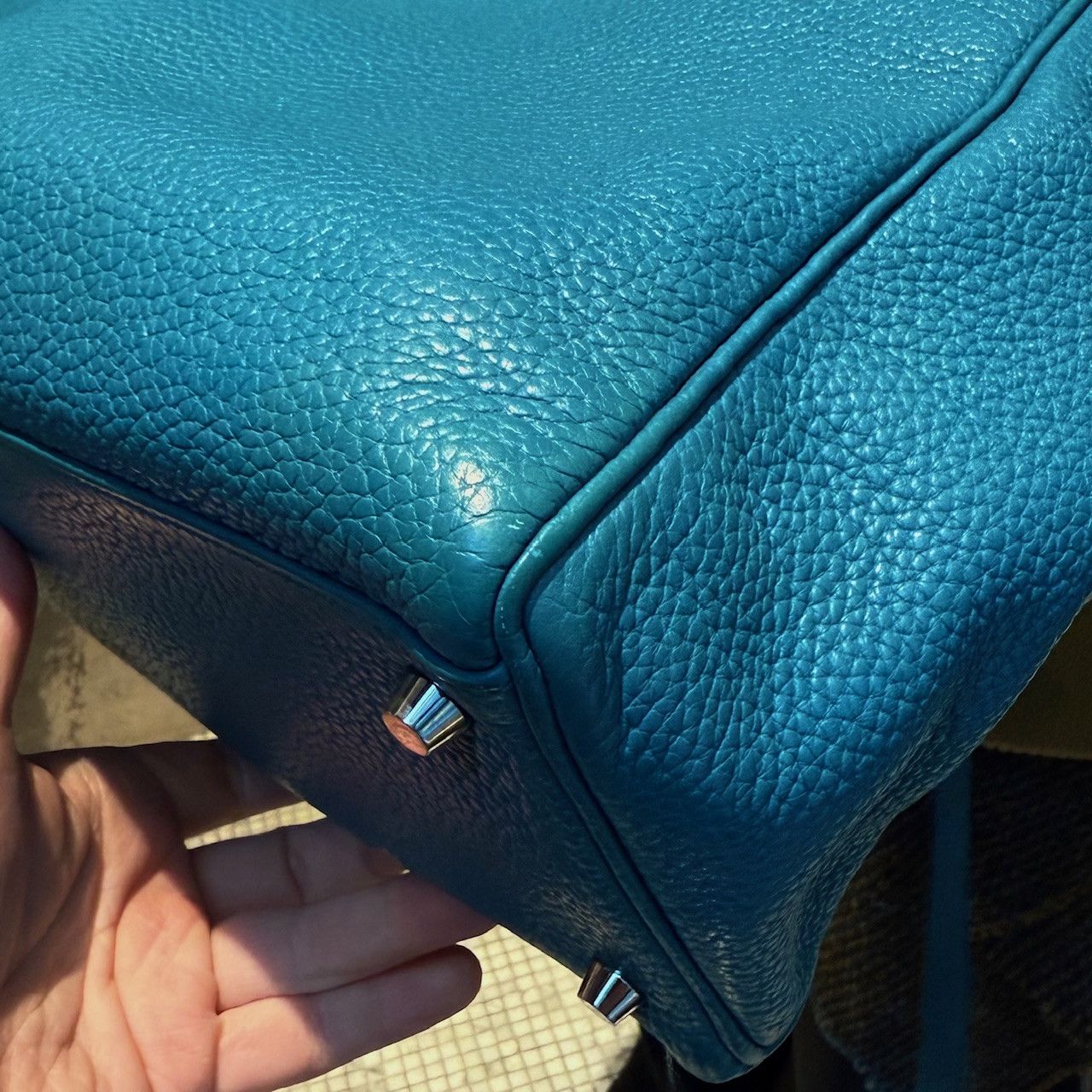 Hermes Hermès 2013 Bleu Izmir Clemence Leather Kelly 35 Bag Size ONE SIZE - 17 Thumbnail