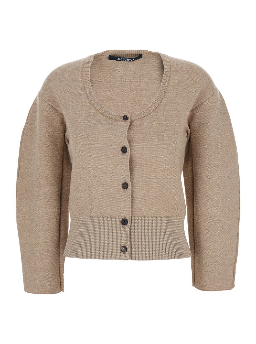 Jacquemus 'Le Gilet Doppio' Beige Cardigan with Round Neck and Ribbed Trims in Wool Blend Stretch Woman Size M / US 6-8 / IT 42-44 - 1 Thumbnail