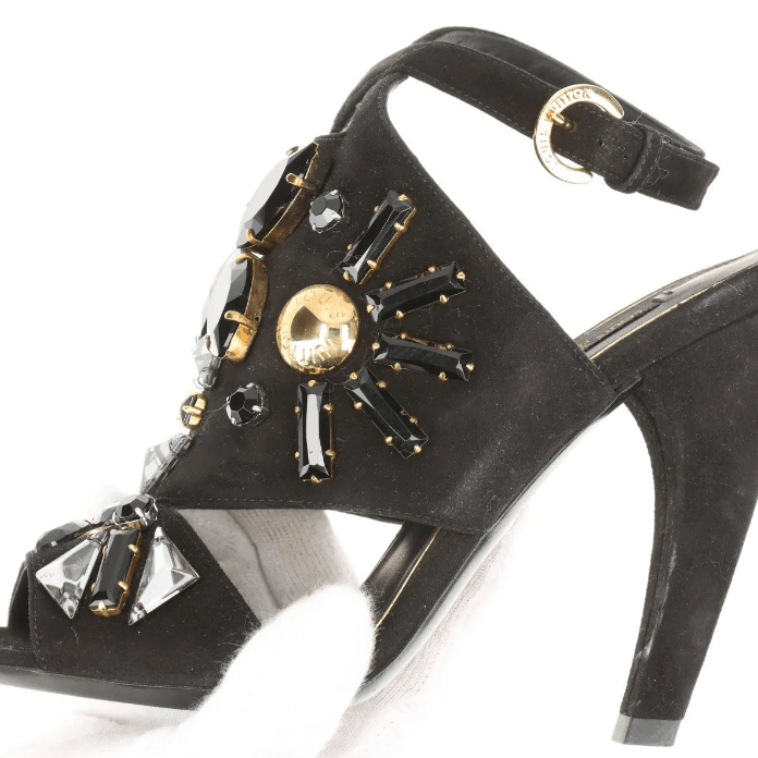 Louis Vuitton Cut Out Crsytal Suede Sandal Size US 6.5 / IT 36.5 - 14 Thumbnail