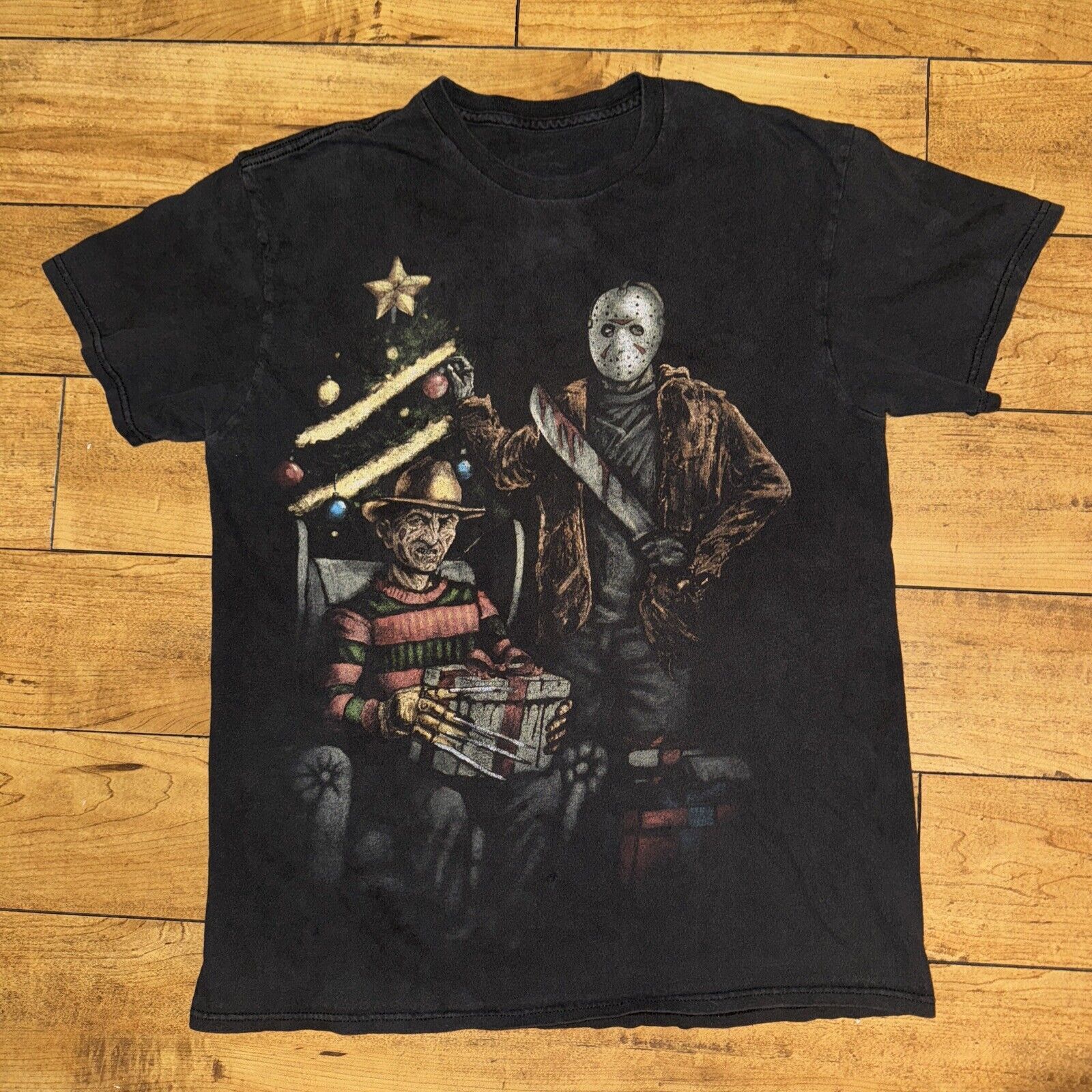 Band Tees × Vintage Freddy Kruger And Jason T-Shirt Black 18x25 Y2K Small Size US S / EU 44-46 / 1 - 1 Thumbnail