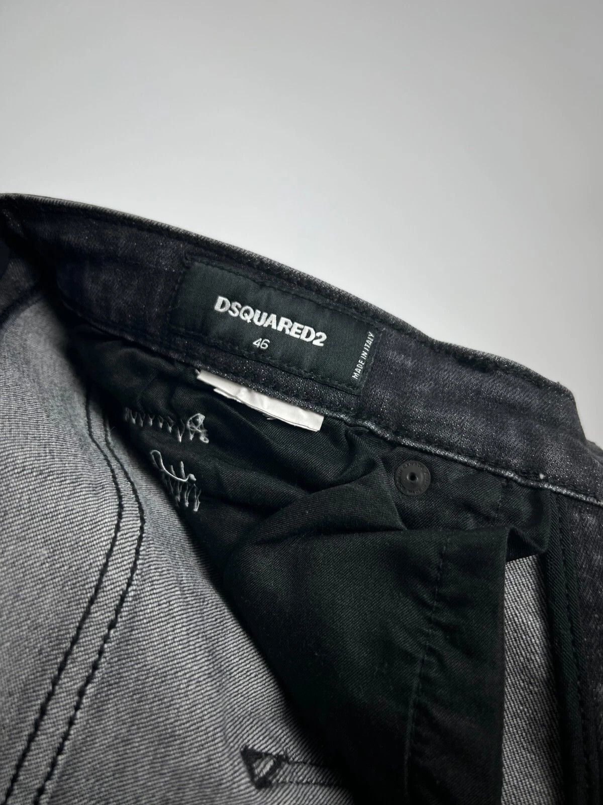 Dsquared2 DSQUARED2 Men's Dark Grey Distressed Slim Fit Italian Jeans Size US 32 / EU 48 - 12 Thumbnail