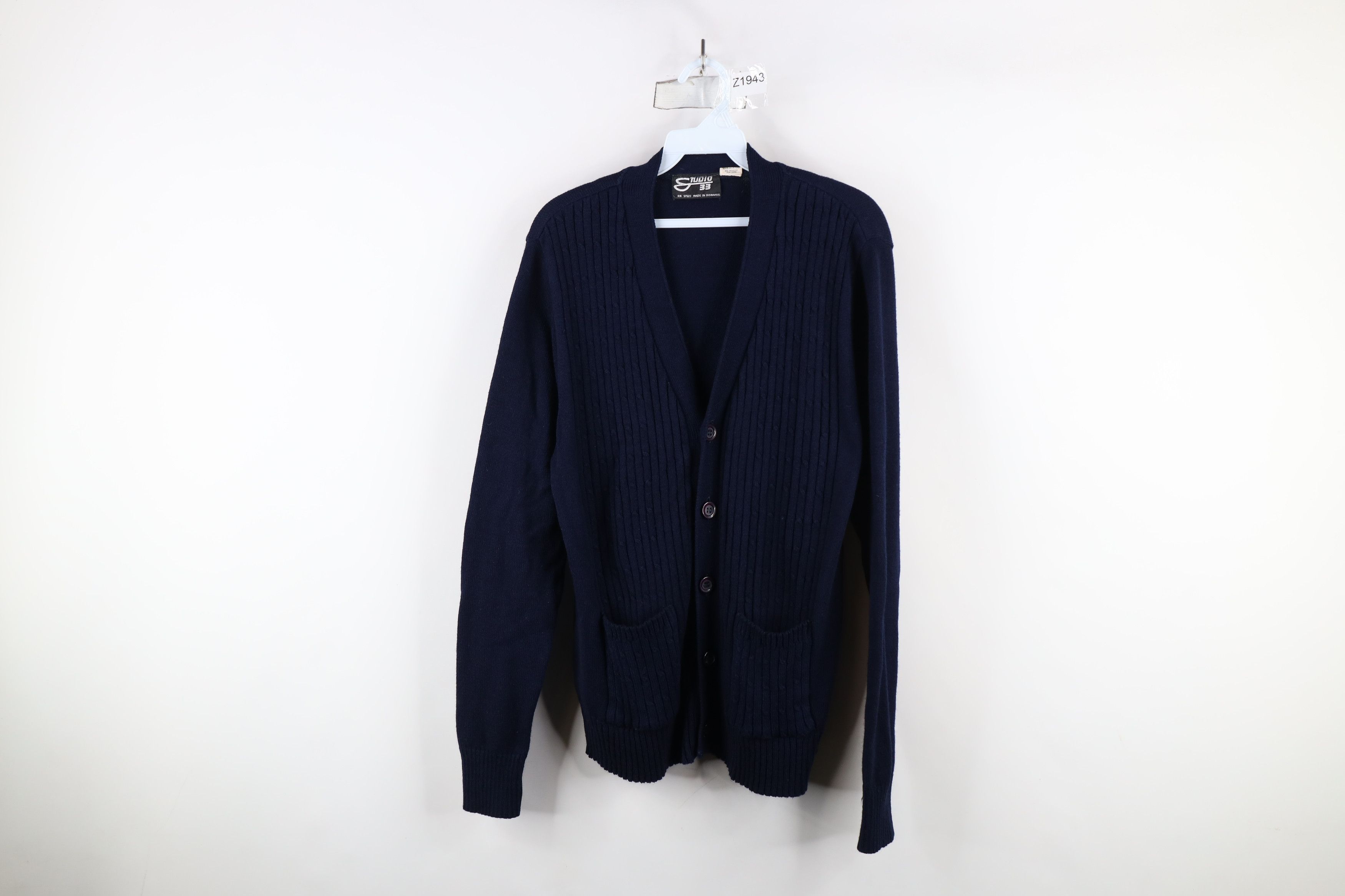 Vintage Vintage 70s Streetwear Ribbed Cable Knit Cardigan Sweater Size US M / EU 48-50 / 2 - 1 Thumbnail
