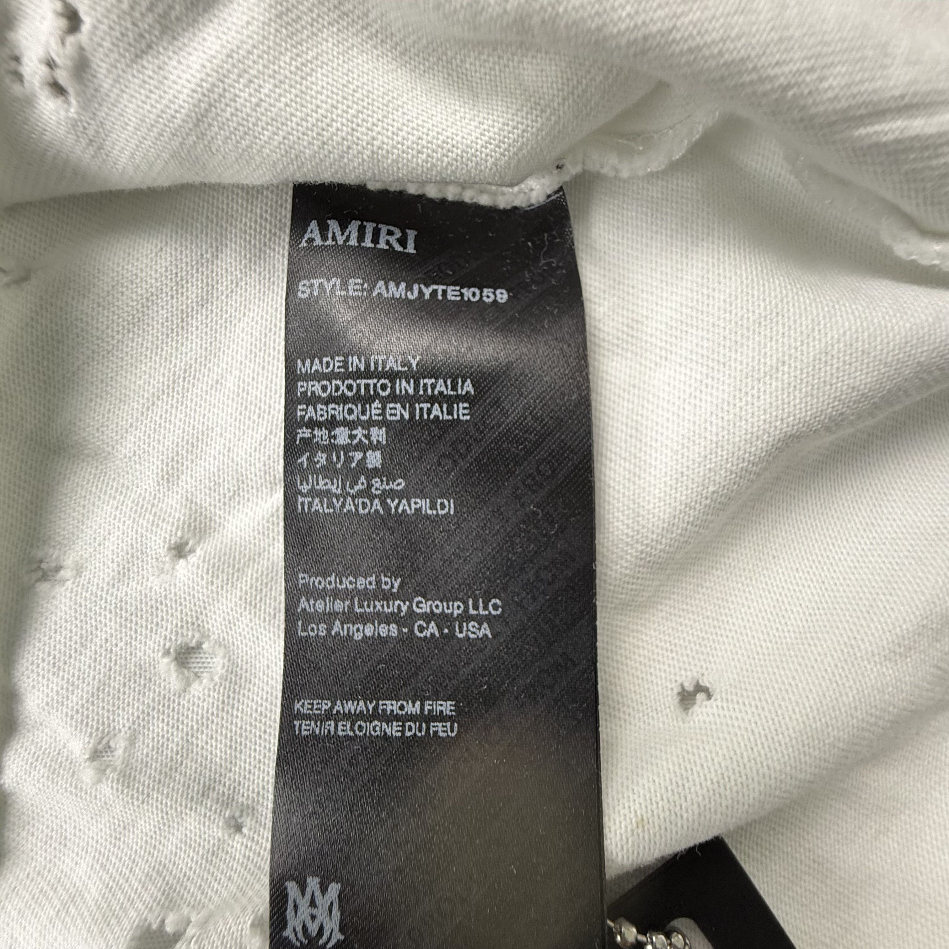 Amiri Amiri Shotgun Embroidered White Distressed Logo T-Shirt Size US XXL / EU 58 / 5 - 5 Thumbnail
