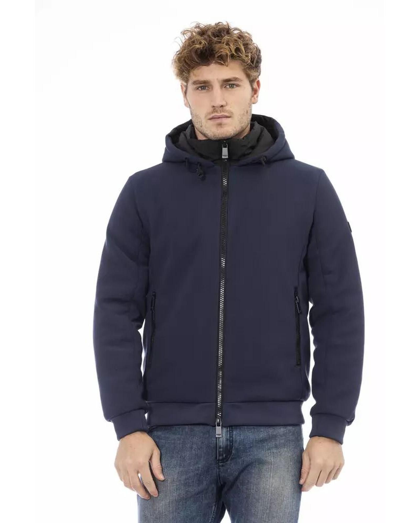 image of Baldinini Polyester Jacket With Threaded Pockets in Blue, Men's (Size Medium)