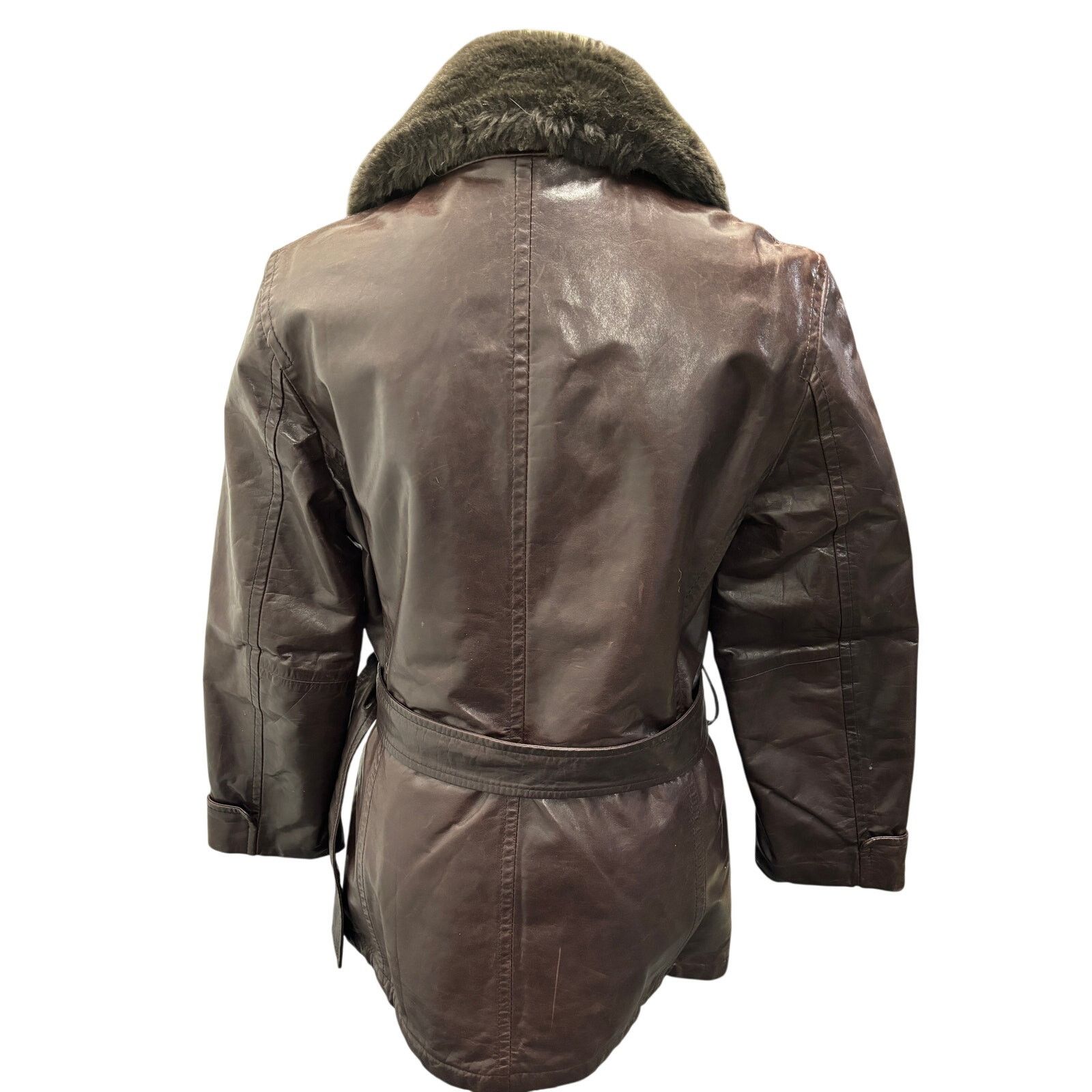 Andrew Marc Andrew Marc Brown Leather Belted Coat Size S Size S / US 4 / IT 40 - 3 Thumbnail