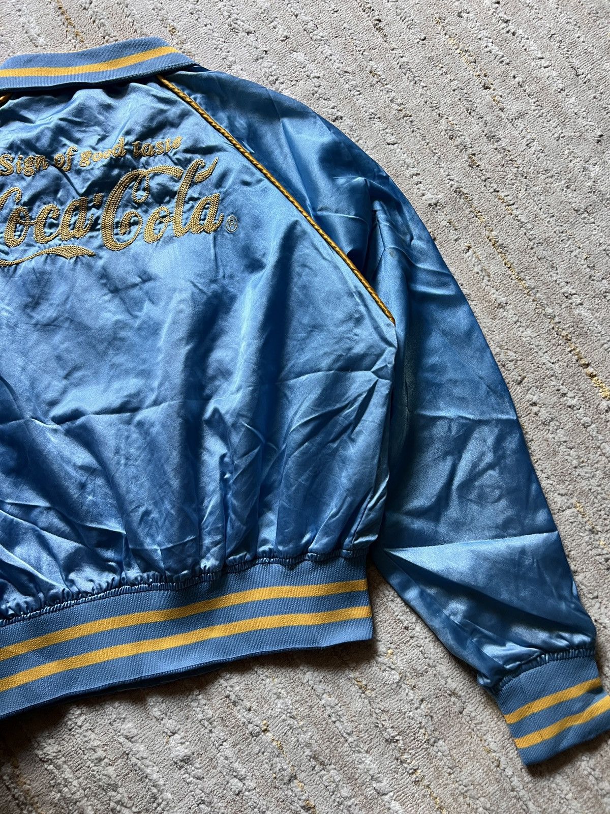 Coca Cola × Vintage Vtg Coca Cola Light Blue Embroided Satin Jacket Size US M / EU 48-50 / 2 - 3 Thumbnail