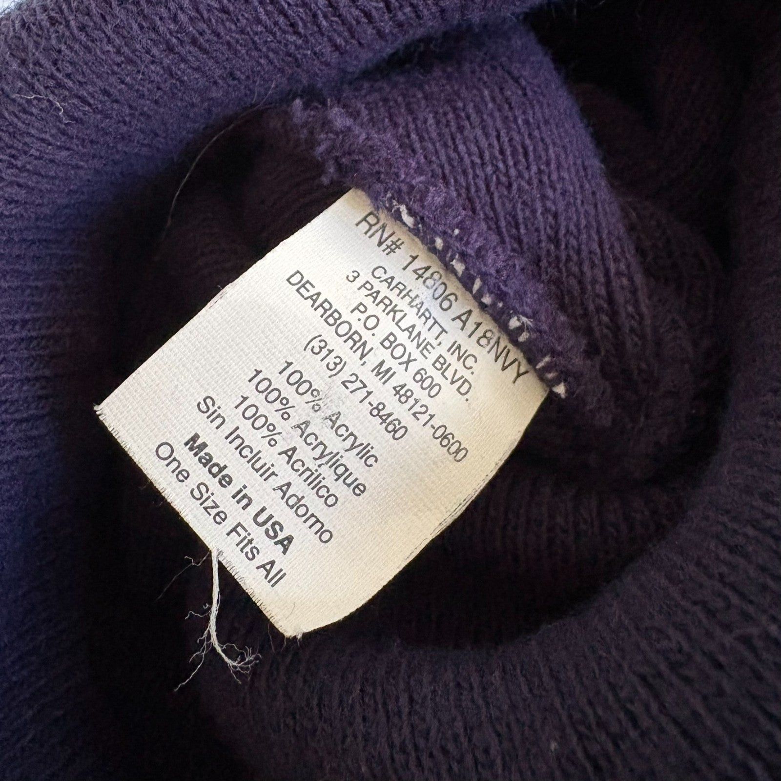 Carhartt × Vintage Vintage Carhartt Beanie Men's Size OSFA Navy Blue A18NVY Size ONE SIZE - 2 Thumbnail
