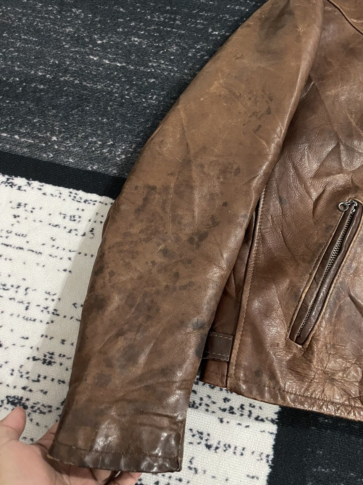 Schott SCHOTT CAFE RACER LEATHER BIKER JACKET Size US L / EU 52-54 / 3 - 6 Thumbnail