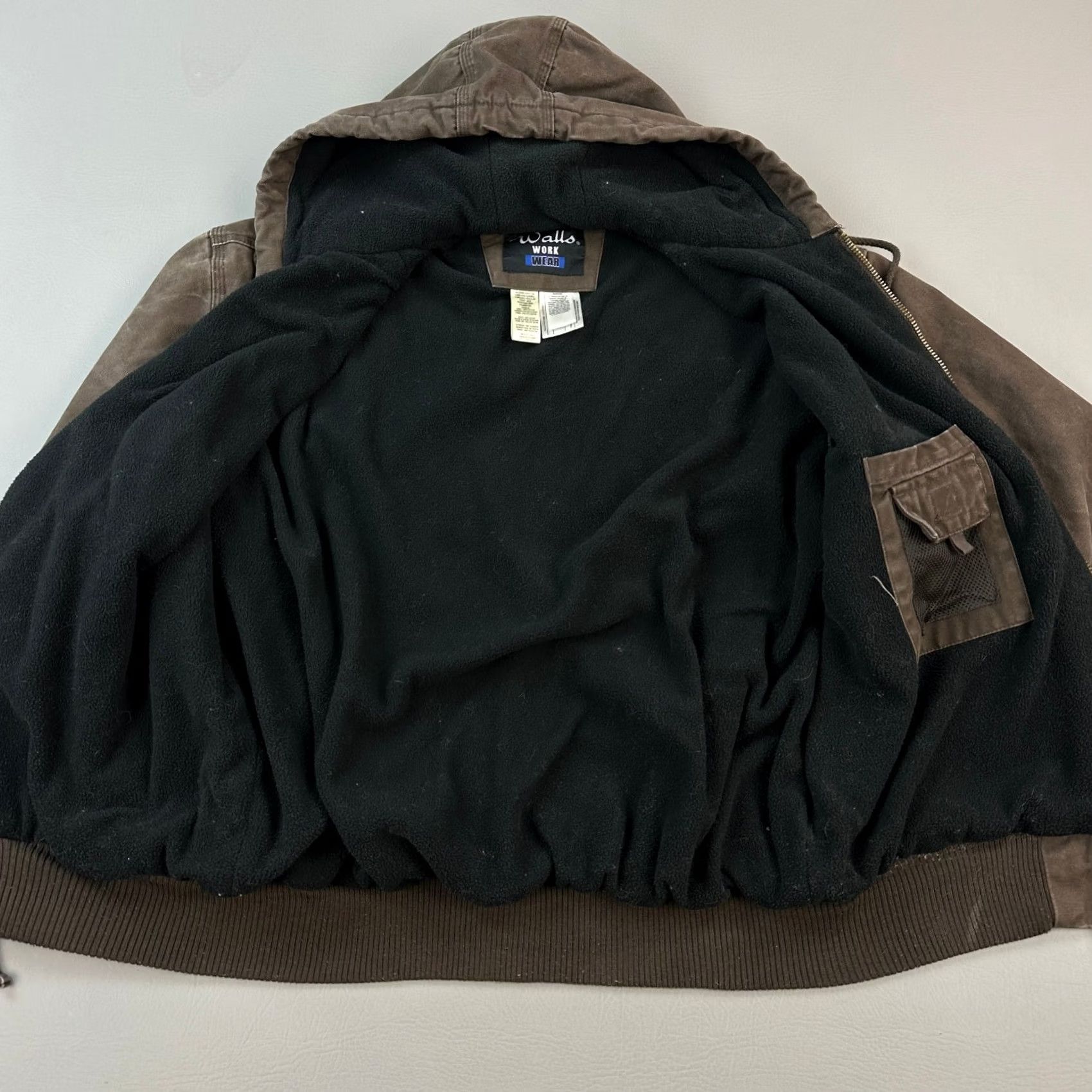 Walls Walls Workwear Jacket Mens XL Brown Duck Canvas Fleece Lined Hooded Full Zip Y2K Size US XL / EU 56 / 4 - 5 Thumbnail