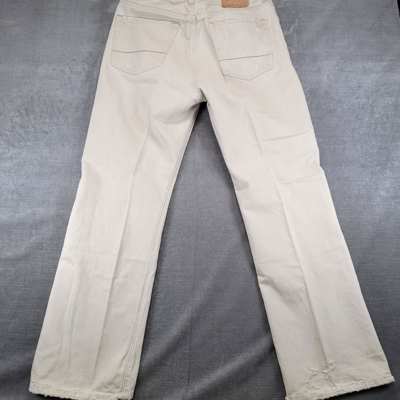 Abercrombie & Fitch Abercrombie & Fitch Jeans Mens Distressed Heavyweight Tan Khaki 32x31 5-Pocket Denim Straight Relaxed 32 Beige 90s Vintage Style Mens Size US 32 / EU 48 - 5 Thumbnail