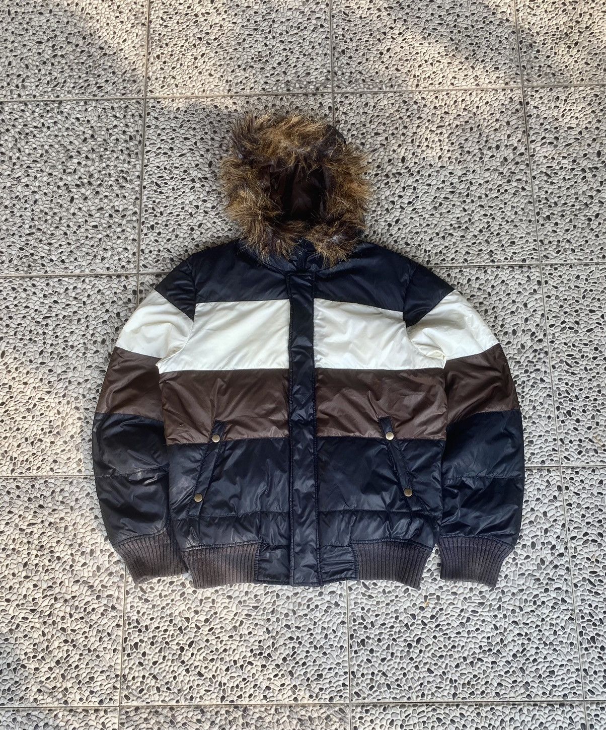 00s PPFM fake fur nylon jacket y2k