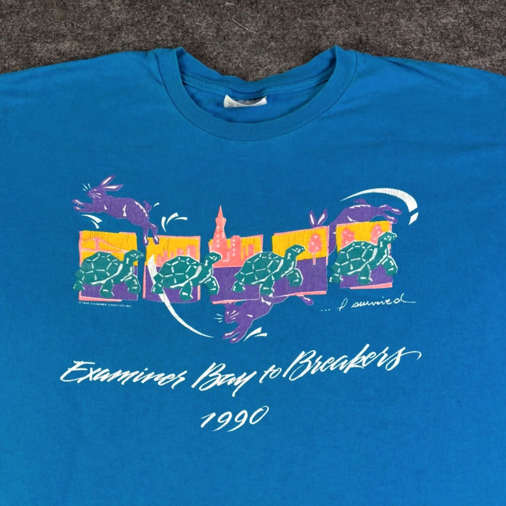 Hanes VINTAGE Bay to Breakers T Shirt Hanes XL Blue San Francisco Race USA Made Mens Size US XL / EU 56 / 4 - 6 Thumbnail
